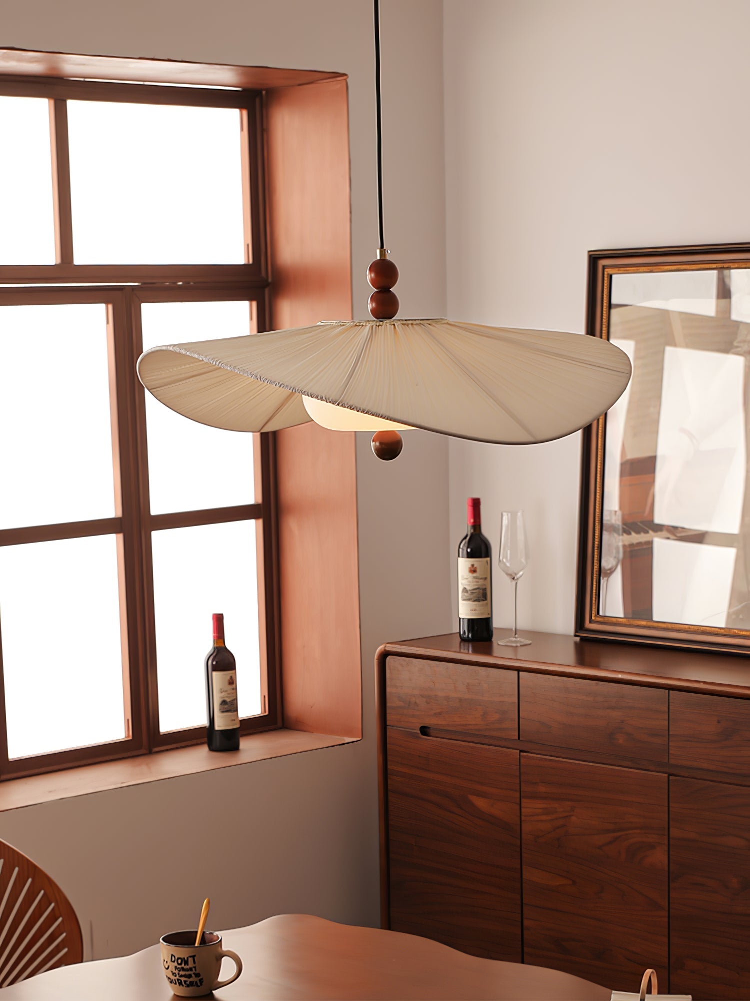 Zovenil Organic Fabric Pendant Light-Neutral Decor