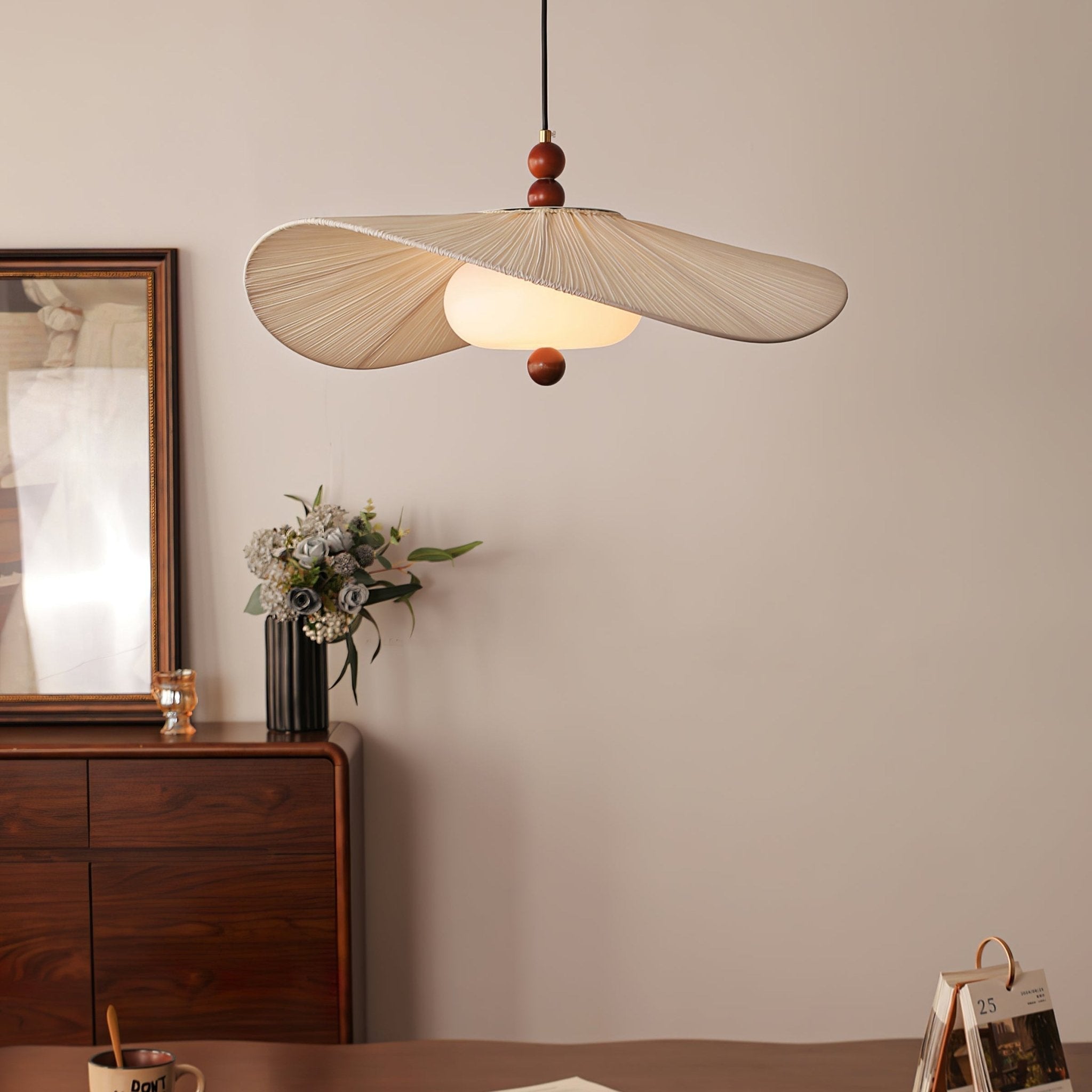 Zovenil Organic Fabric Pendant Light-Neutral Decor