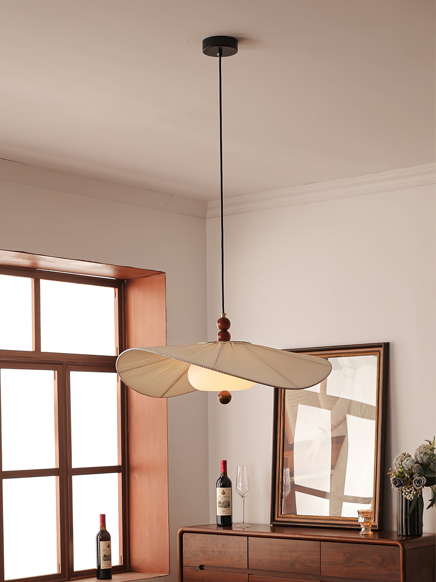 Zovenil Organic Fabric Pendant Light-Neutral Decor