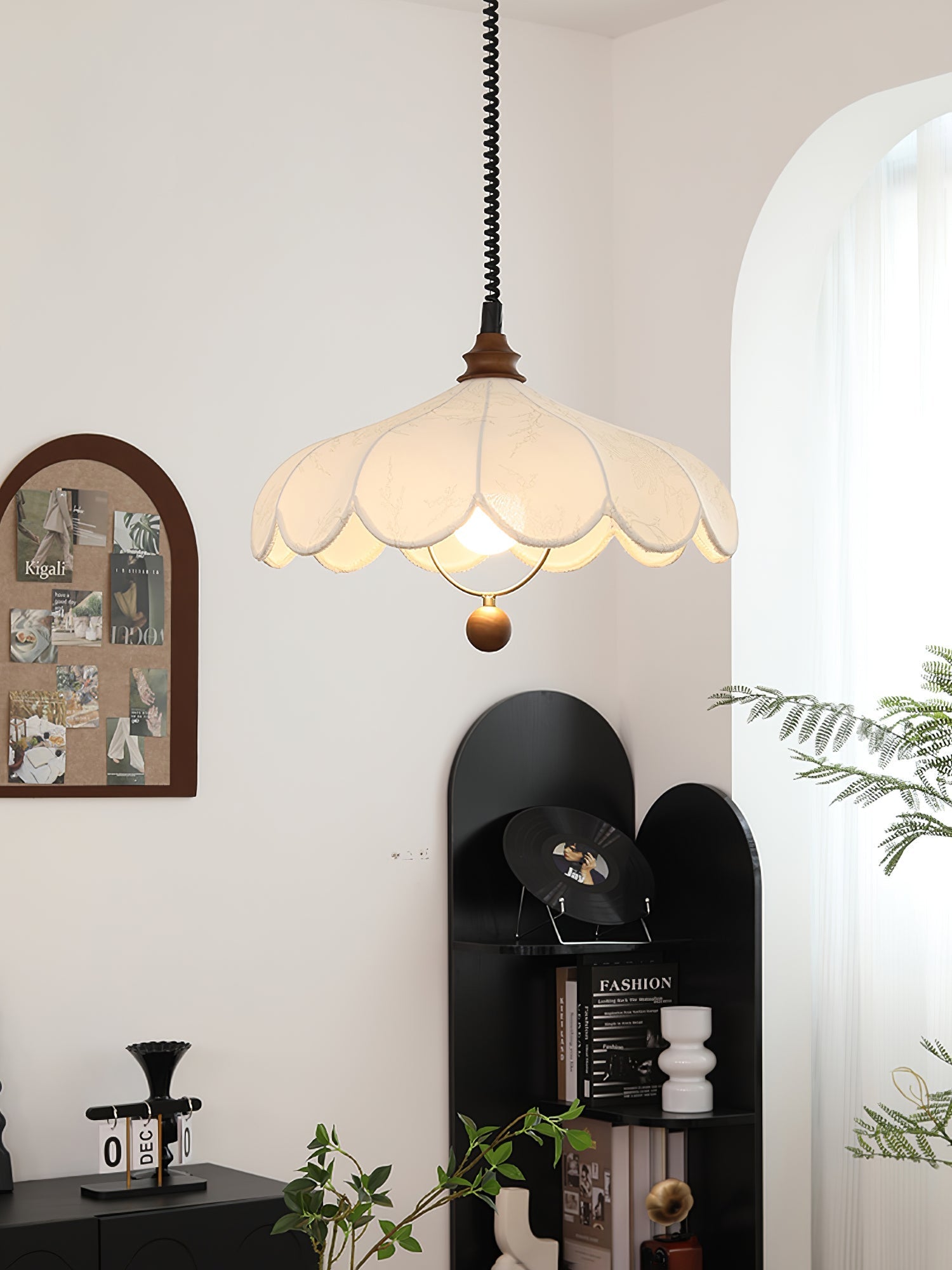 Solarn Fabric & Wood Pendant Lamp-Neutral Decor