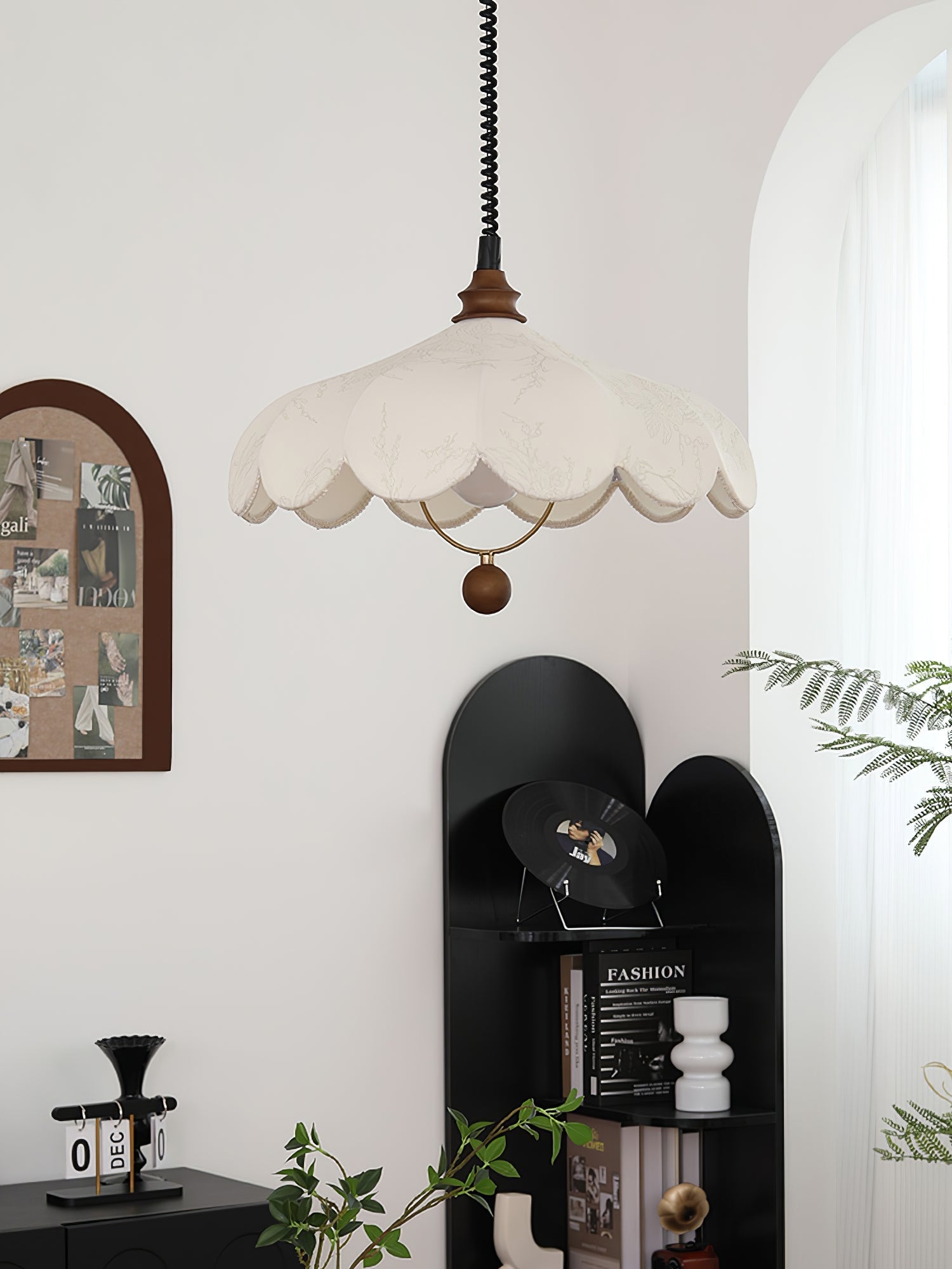 Solarn Fabric & Wood Pendant Lamp-Neutral Decor