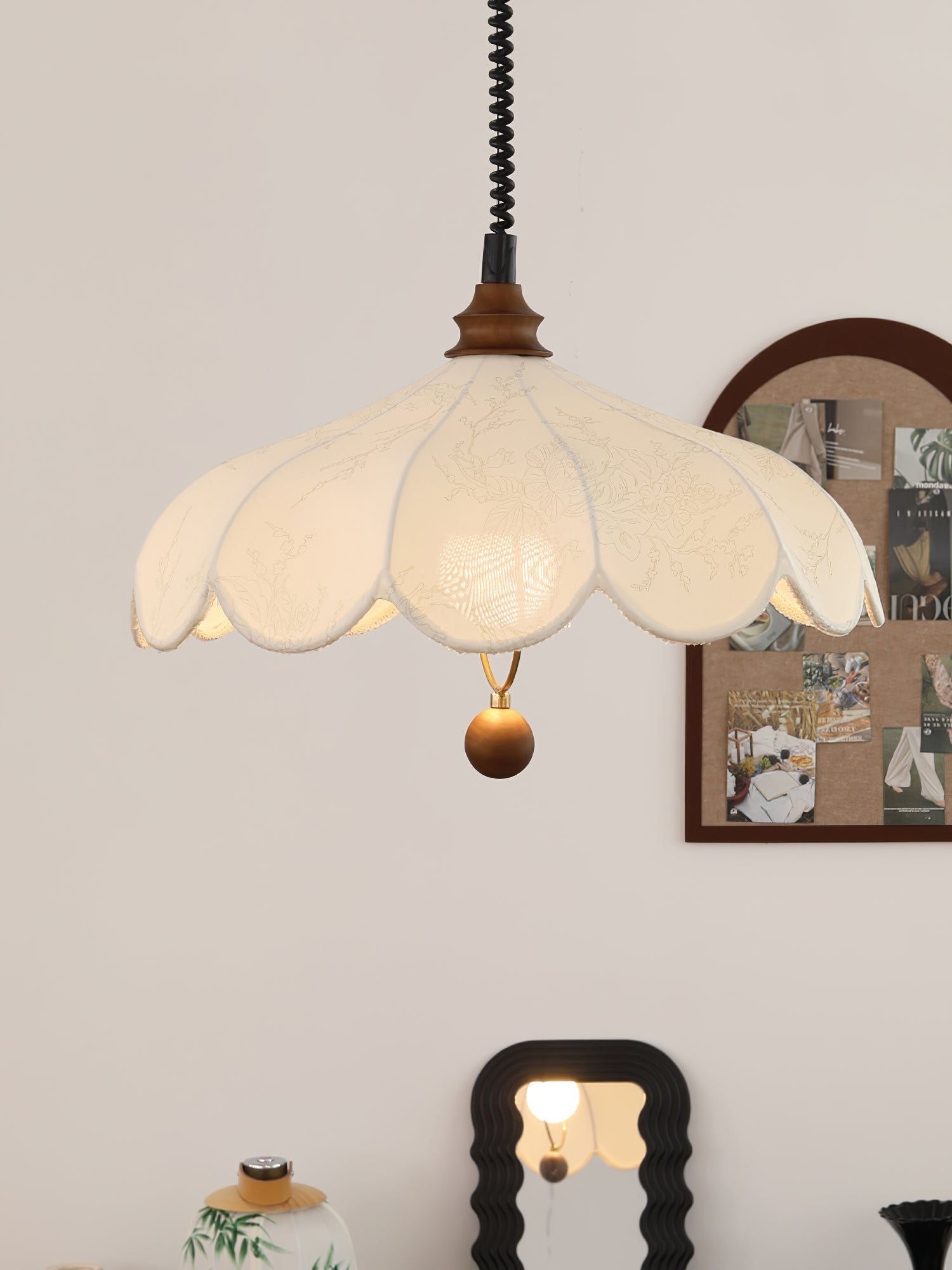 Solarn Fabric & Wood Pendant Lamp-Neutral Decor