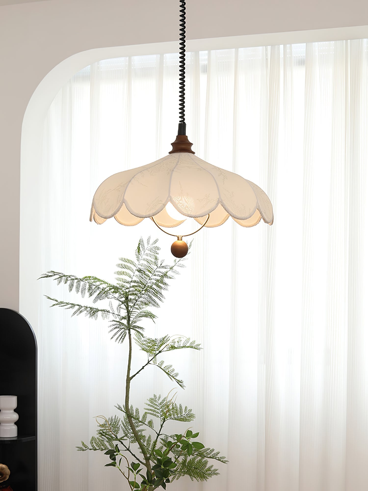 Solarn Fabric & Wood Pendant Lamp-Neutral Decor
