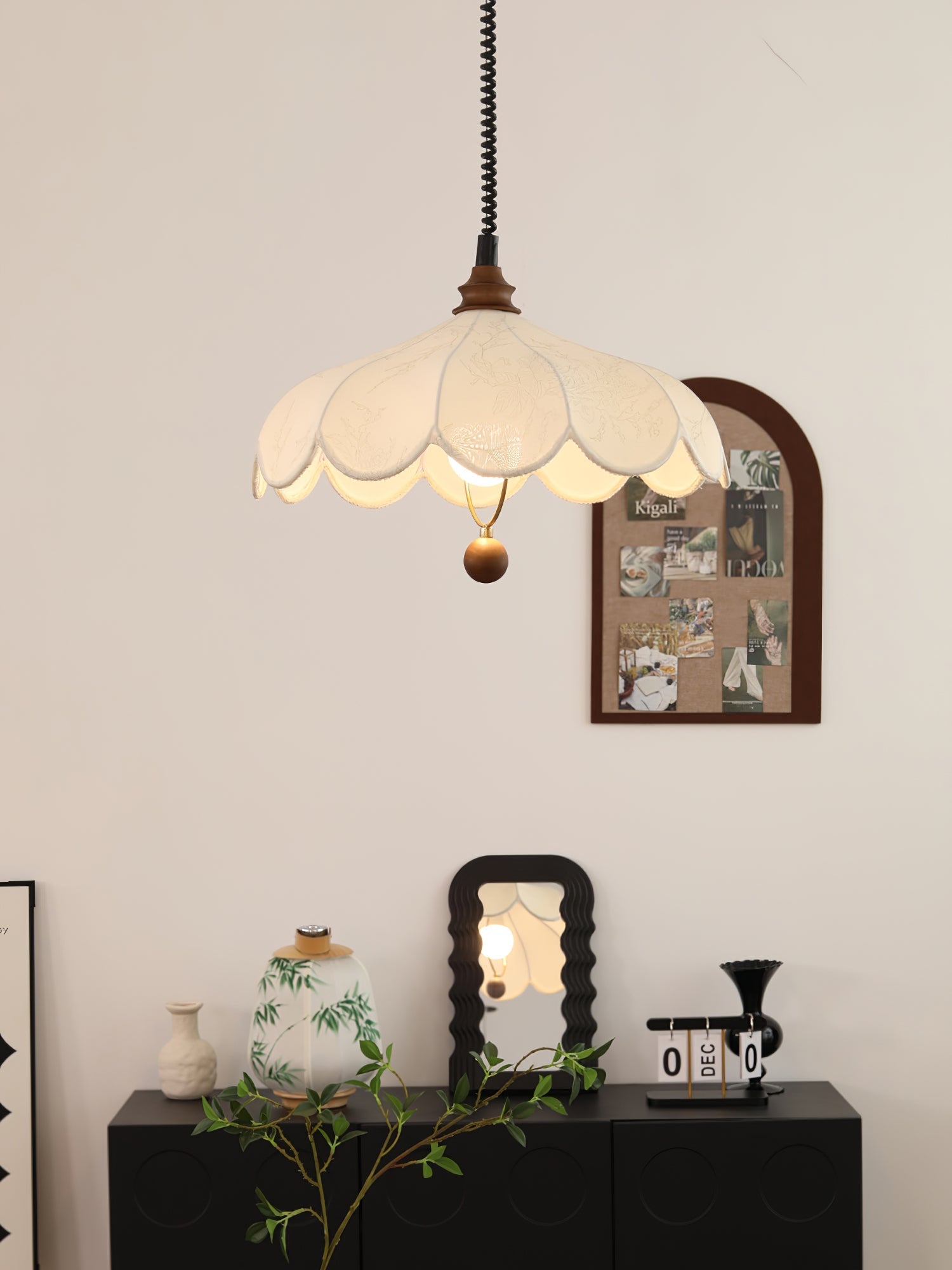 Solarn Fabric & Wood Pendant Lamp-Neutral Decor