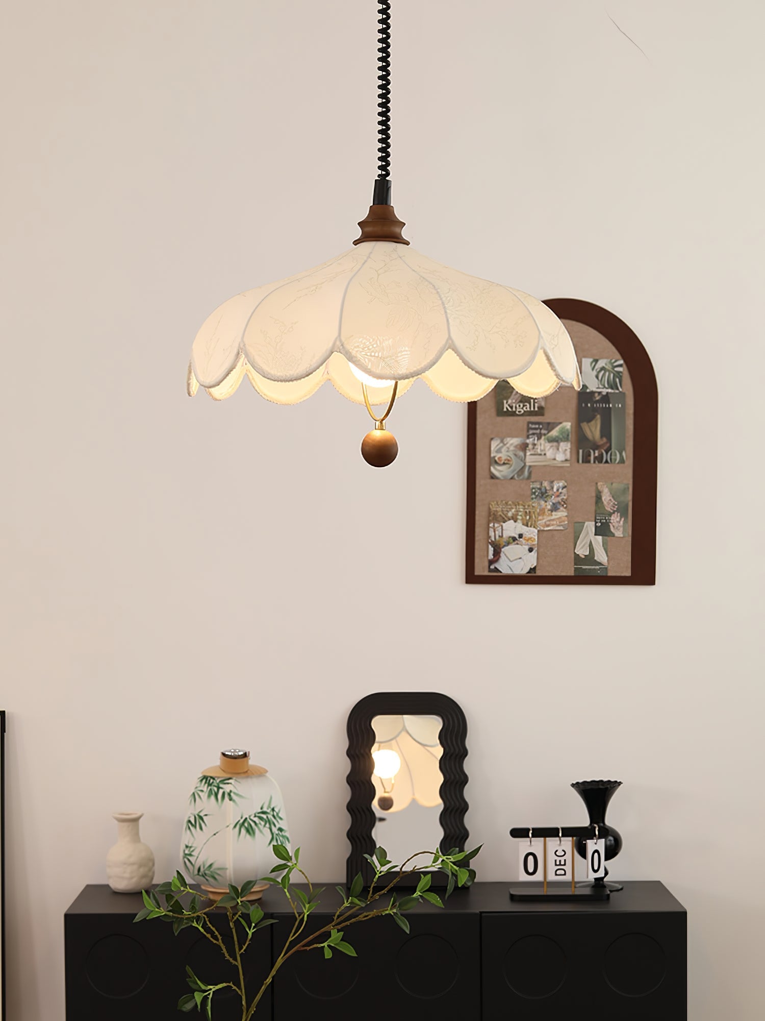 Solarn Fabric & Wood Pendant Lamp-Neutral Decor