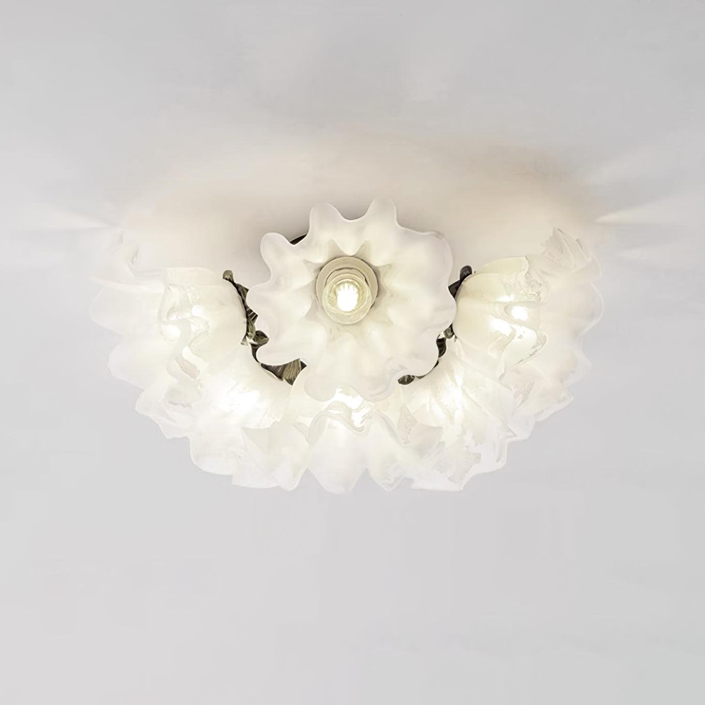 Ceiling Light Petal Shades Wavy Glass Bloom Elegant Floral