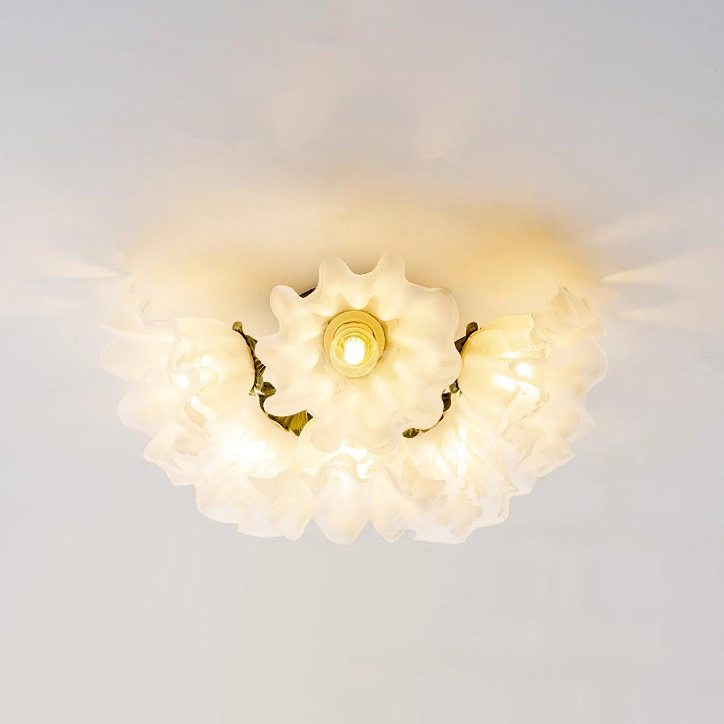 Ceiling Light Petal Shades Wavy Glass Bloom Elegant Floral