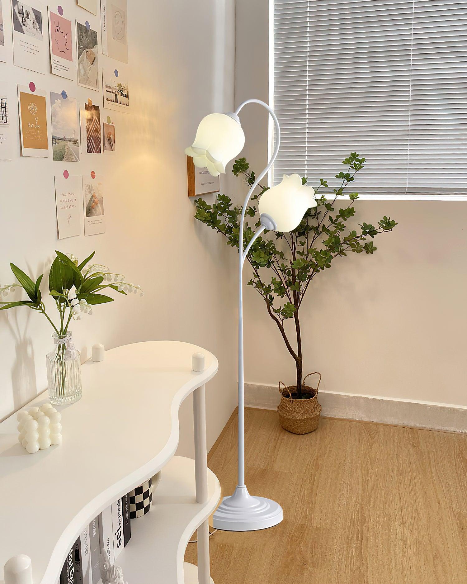 Zevelil Floral Floor Lamp-Neutral Decor