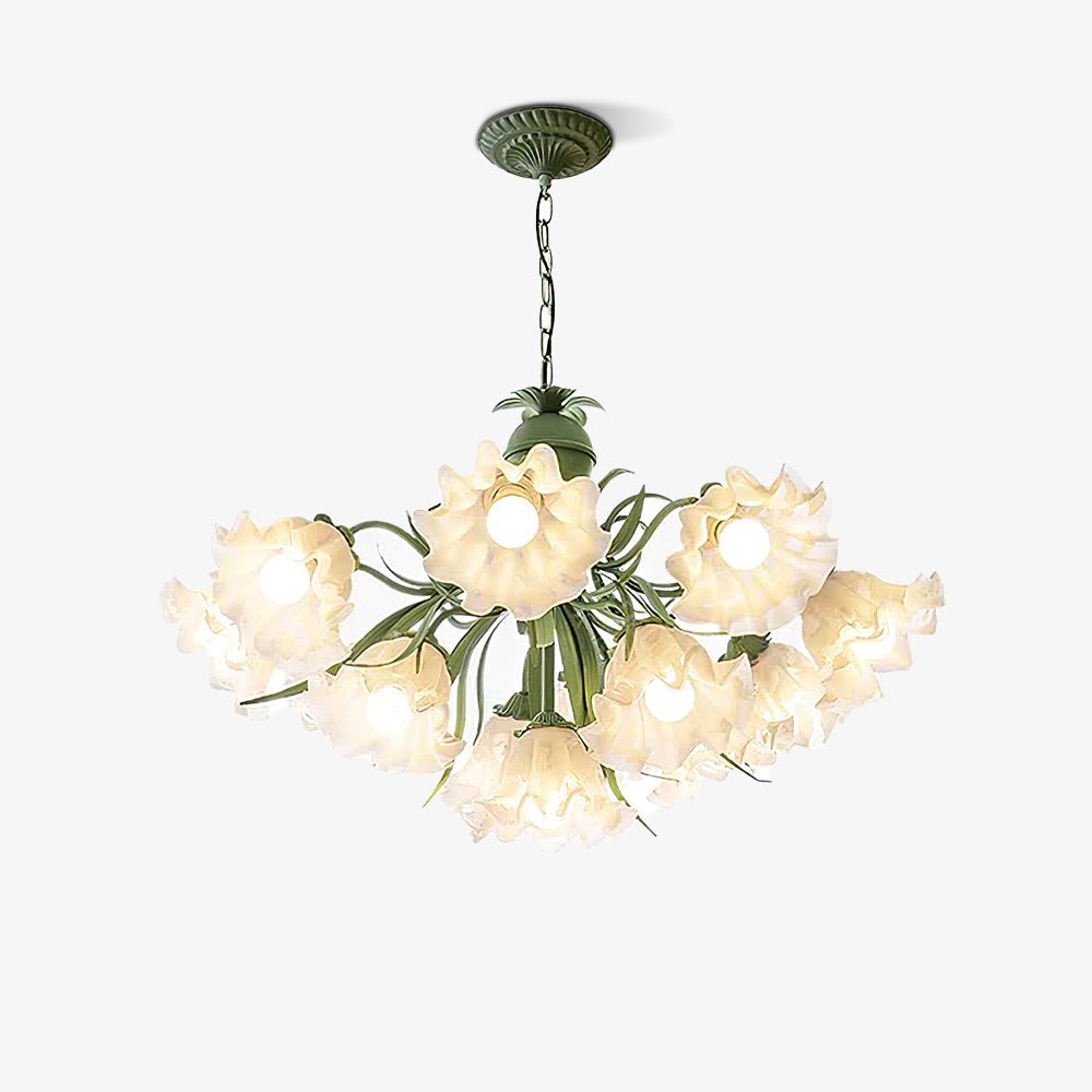 Evren Chandelier Flower with Petals and Leaves-Neutral Decor