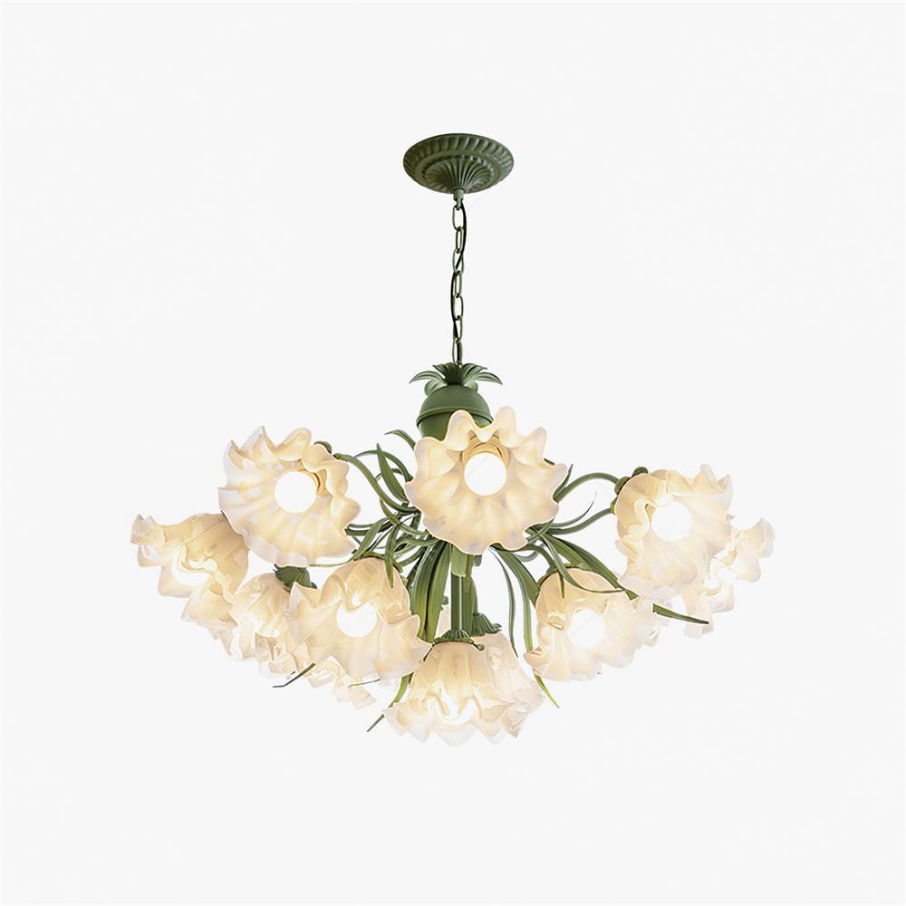 Evren Chandelier Flower with Petals and Leaves-Neutral Decor