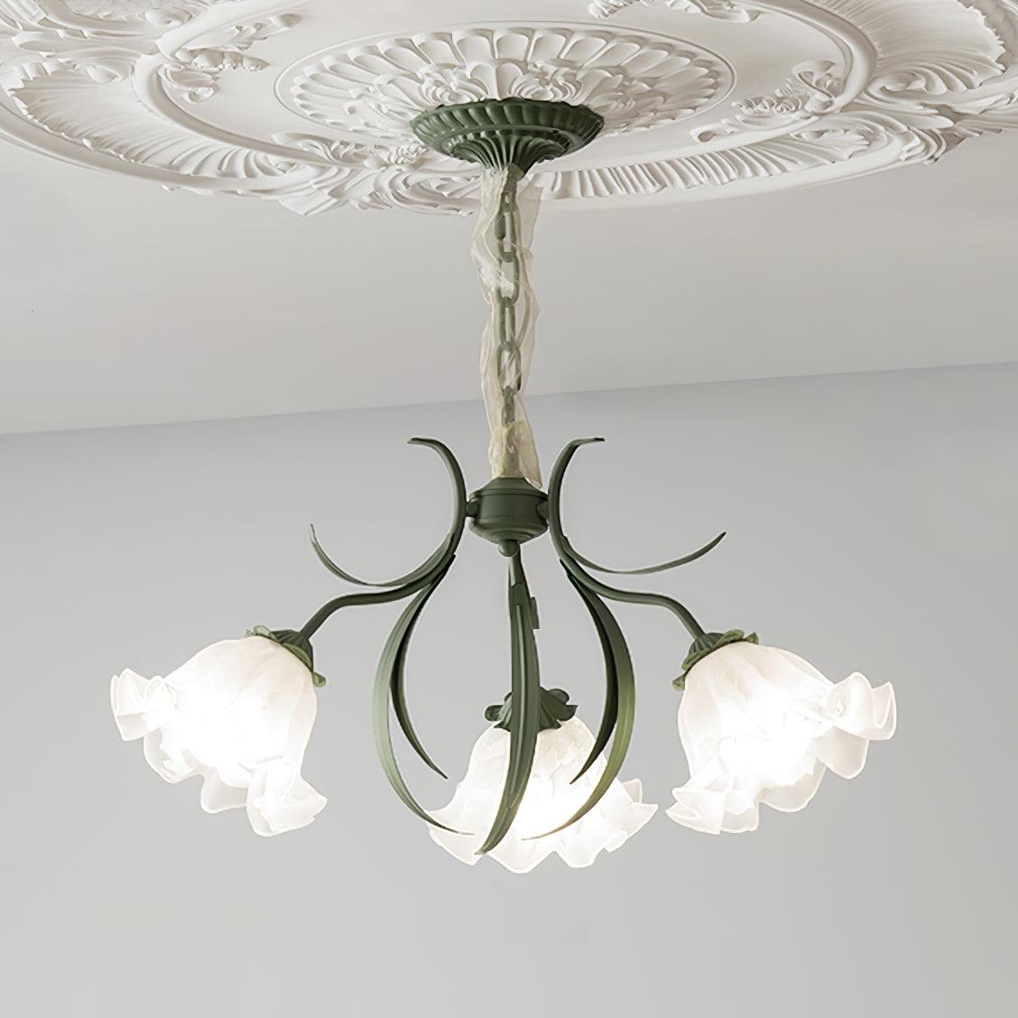 Evren Chandelier Flower with Petals and Leaves-Neutral Decor