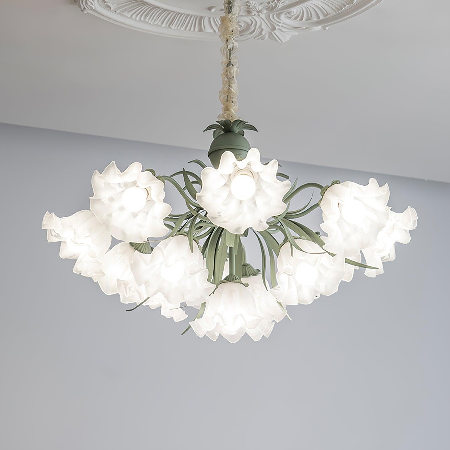 Evren Chandelier Flower with Petals and Leaves-Neutral Decor