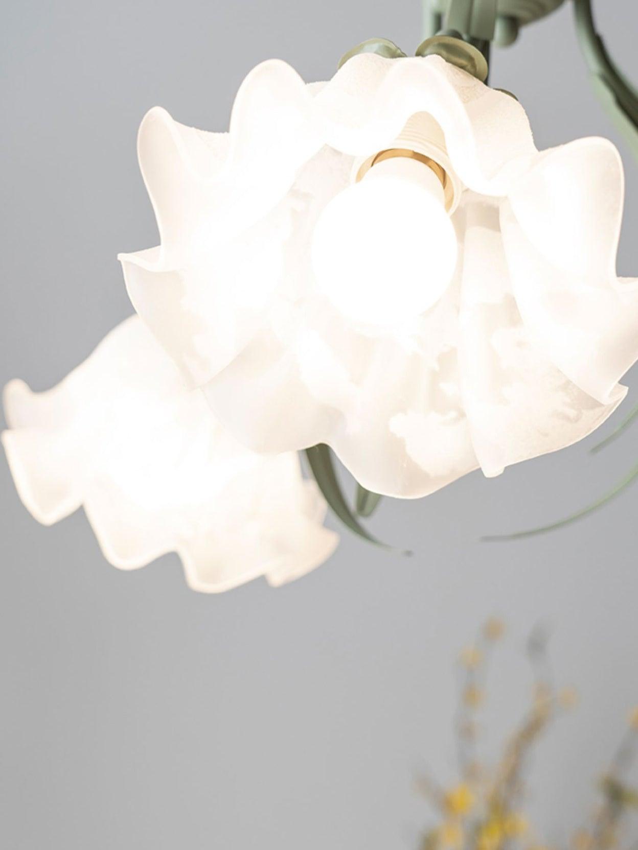 Evren Chandelier Flower with Petals and Leaves-Neutral Decor