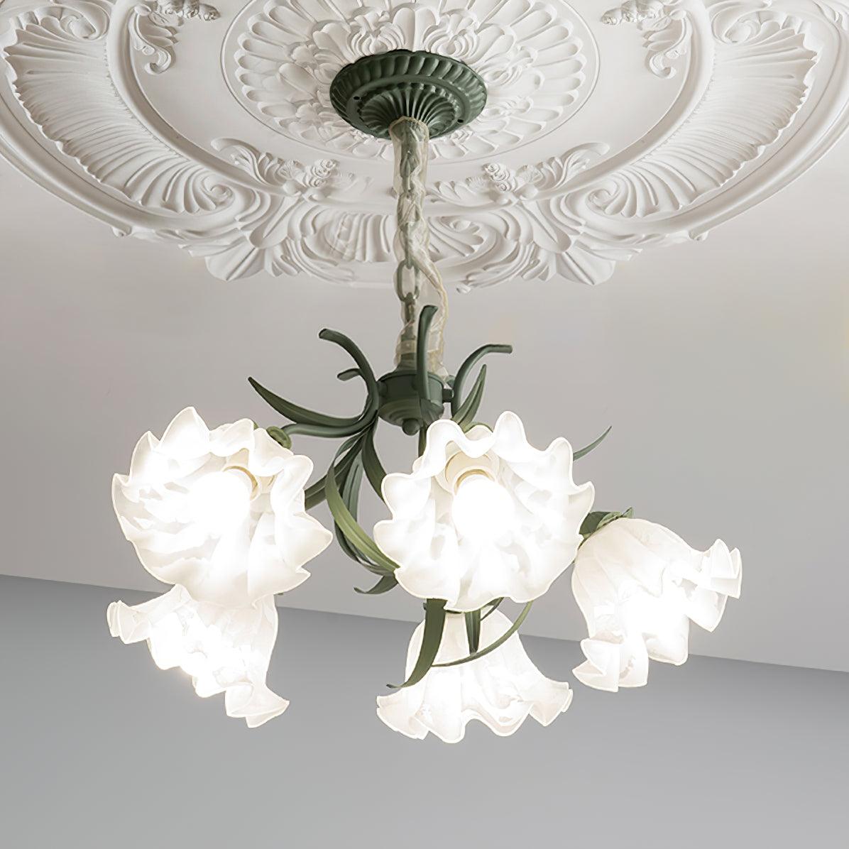 Evren Chandelier Flower with Petals and Leaves-Neutral Decor