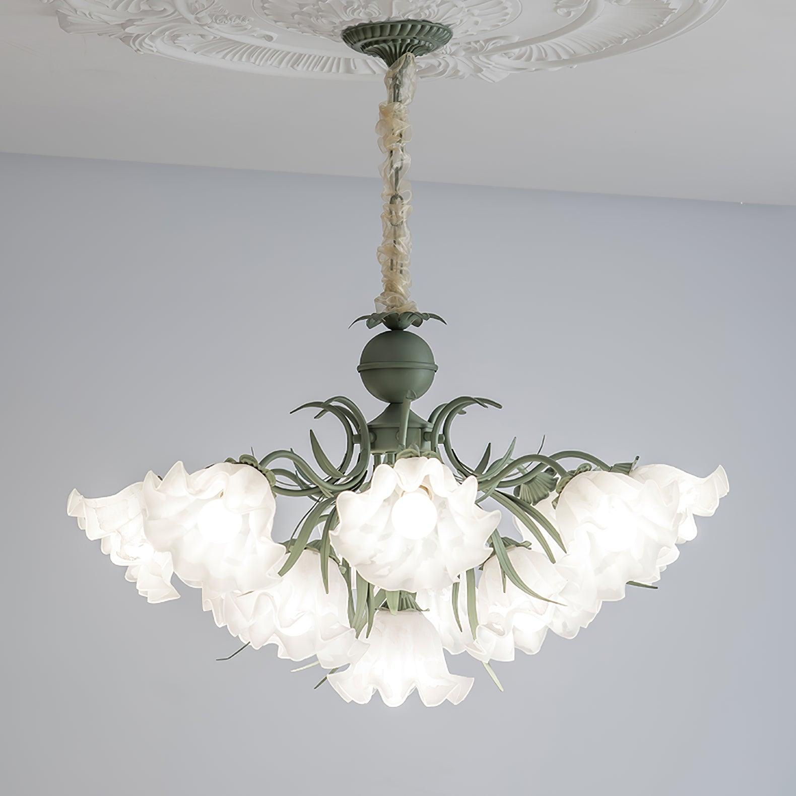 Evren Chandelier Flower with Petals and Leaves-Neutral Decor