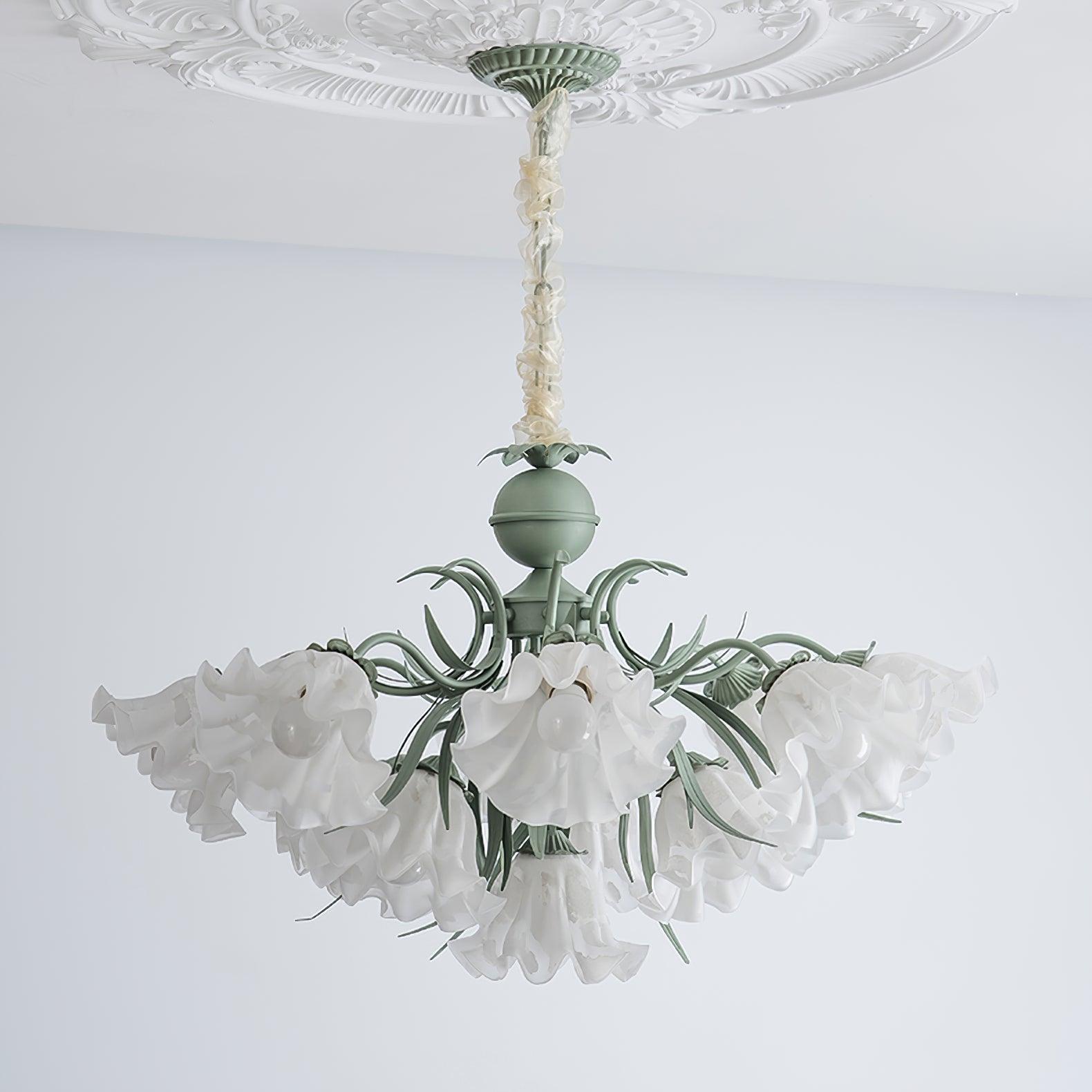Evren Chandelier Flower with Petals and Leaves-Neutral Decor