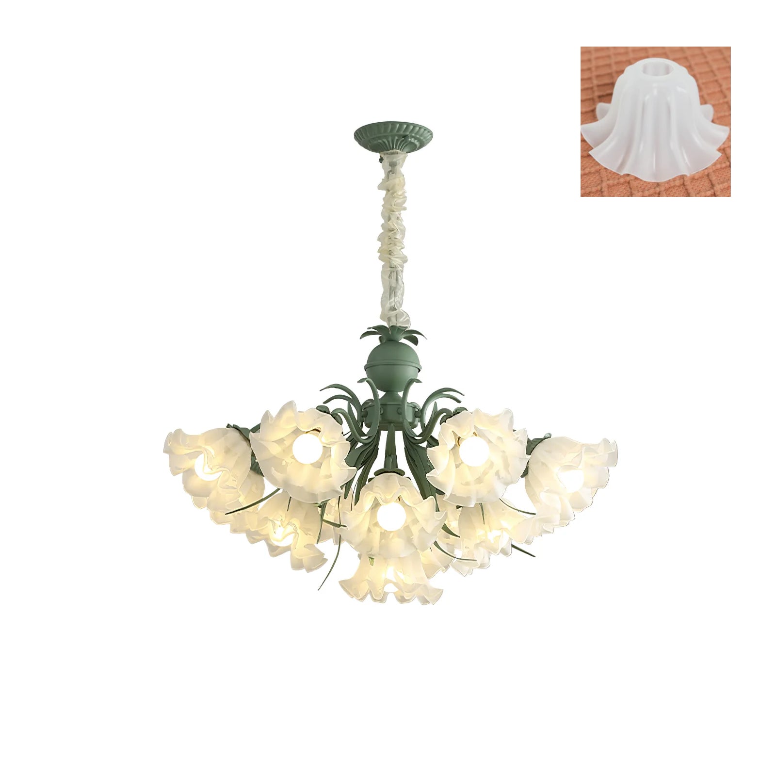 Evren Chandelier Flower with Petals and Leaves-Neutral Decor