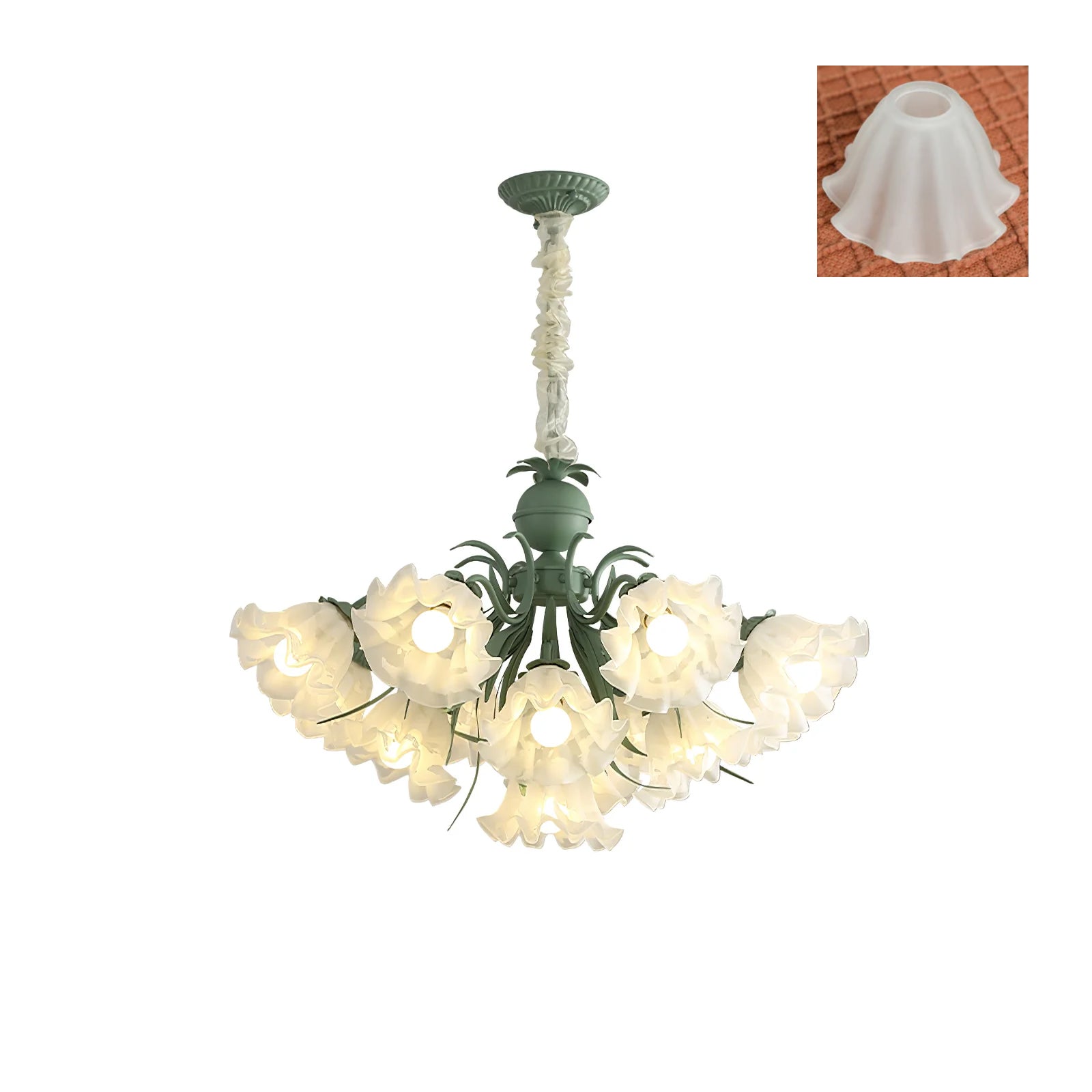 Evren Chandelier Flower with Petals and Leaves-Neutral Decor
