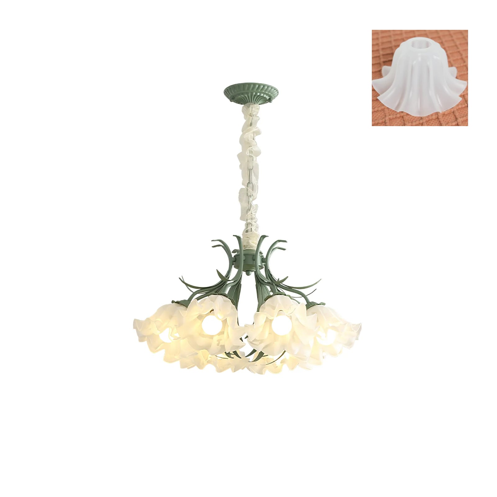 Evren Chandelier Flower with Petals and Leaves-Neutral Decor
