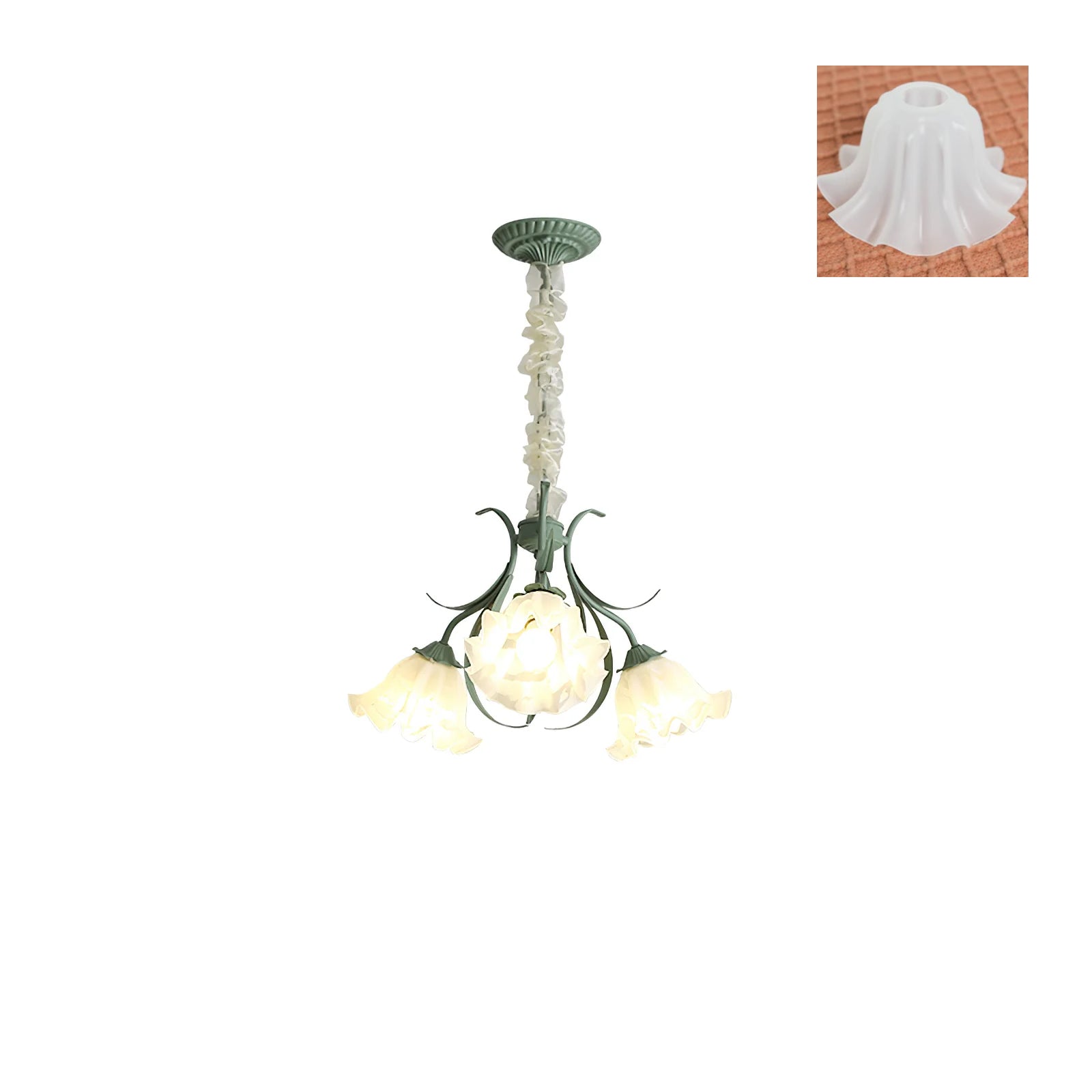 Evren Chandelier Flower with Petals and Leaves-Neutral Decor