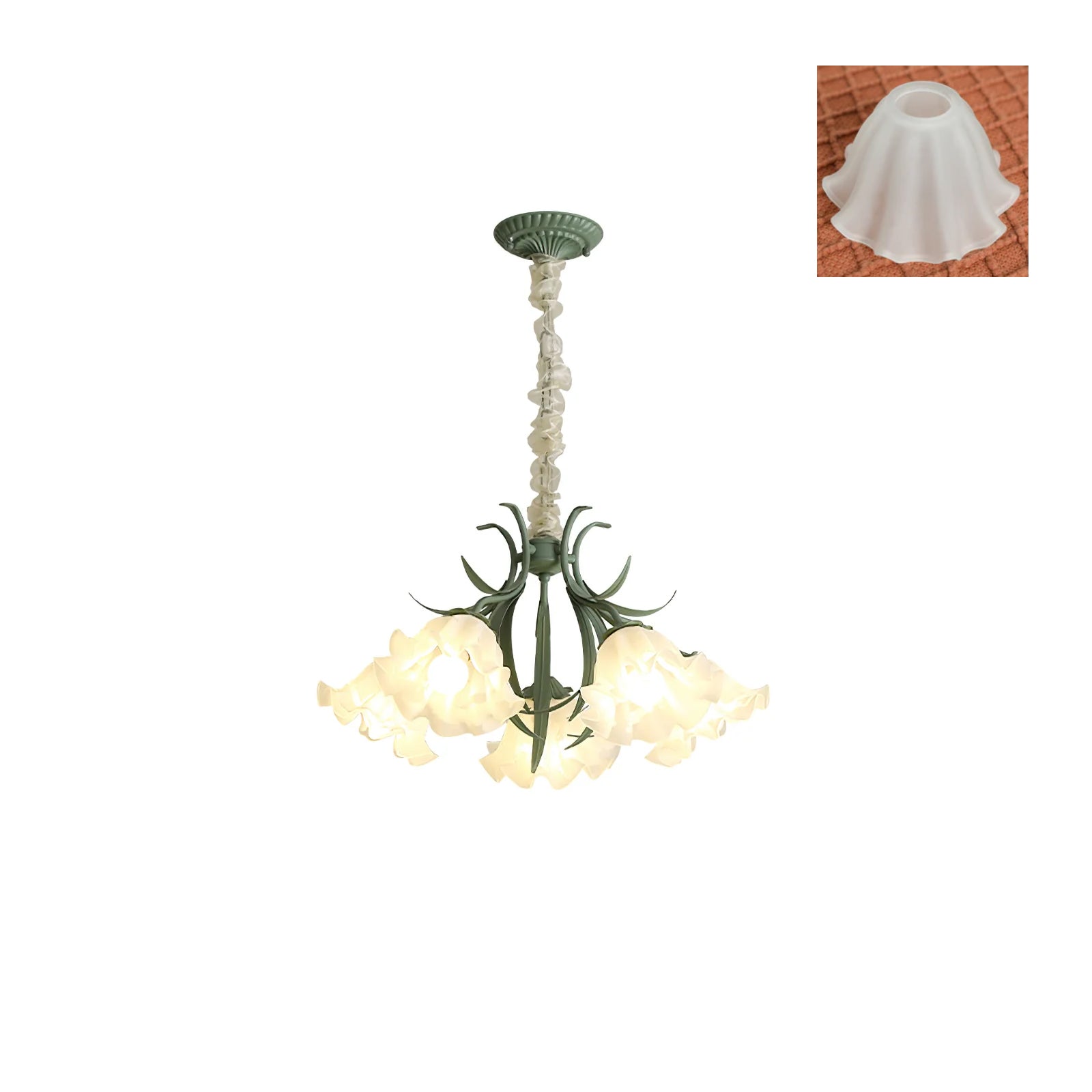 Evren Chandelier Flower with Petals and Leaves-Neutral Decor