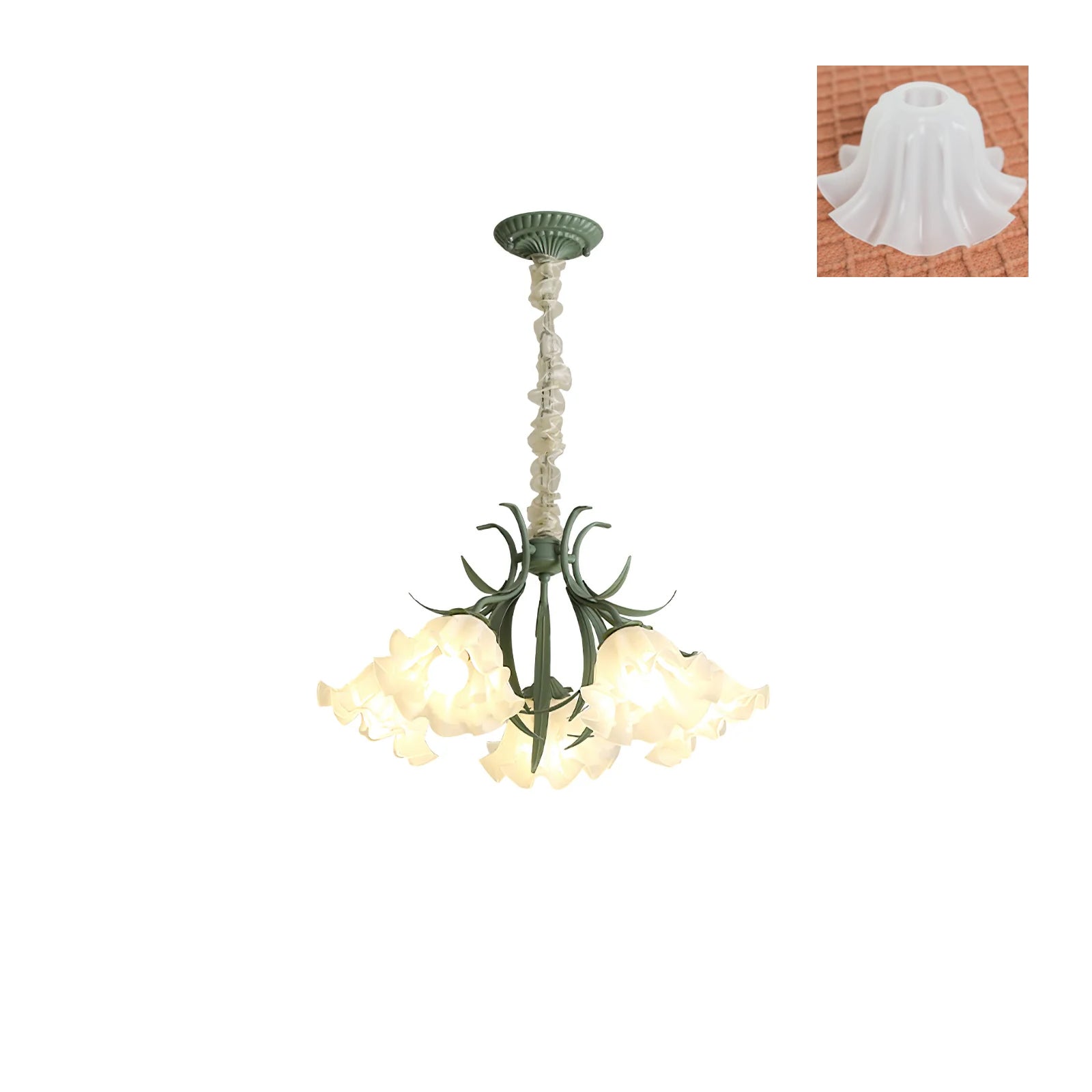 Evren Chandelier Flower with Petals and Leaves-Neutral Decor