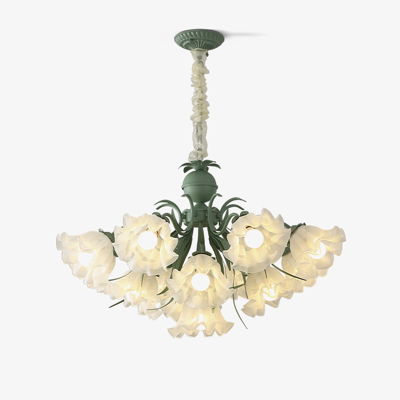 Evren Chandelier Flower with Petals and Leaves-Neutral Decor