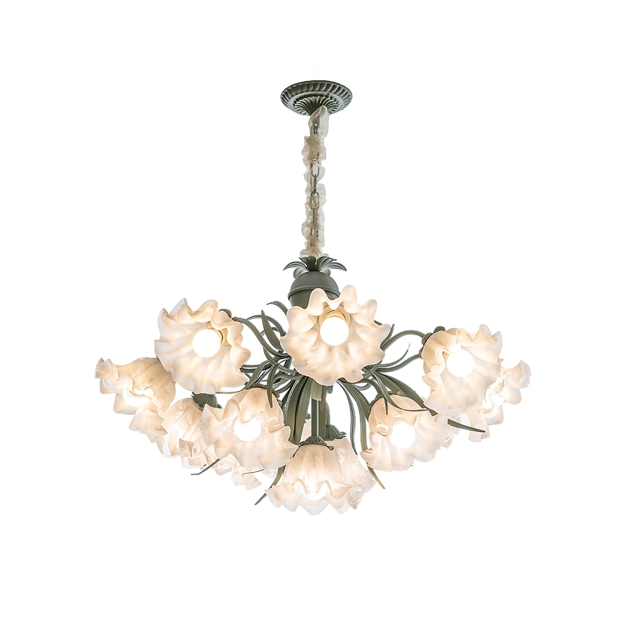 Evren Chandelier Flower with Petals and Leaves-Neutral Decor