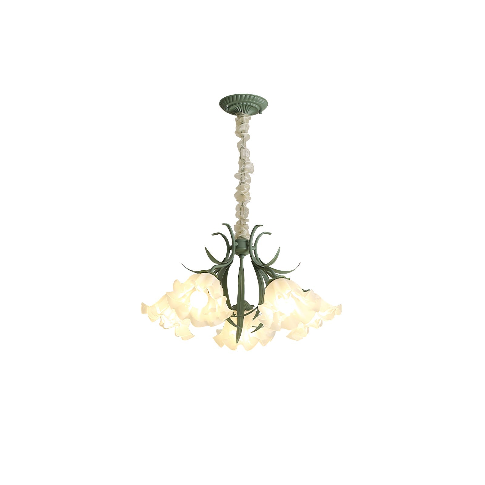 Evren Chandelier Flower with Petals and Leaves-Neutral Decor