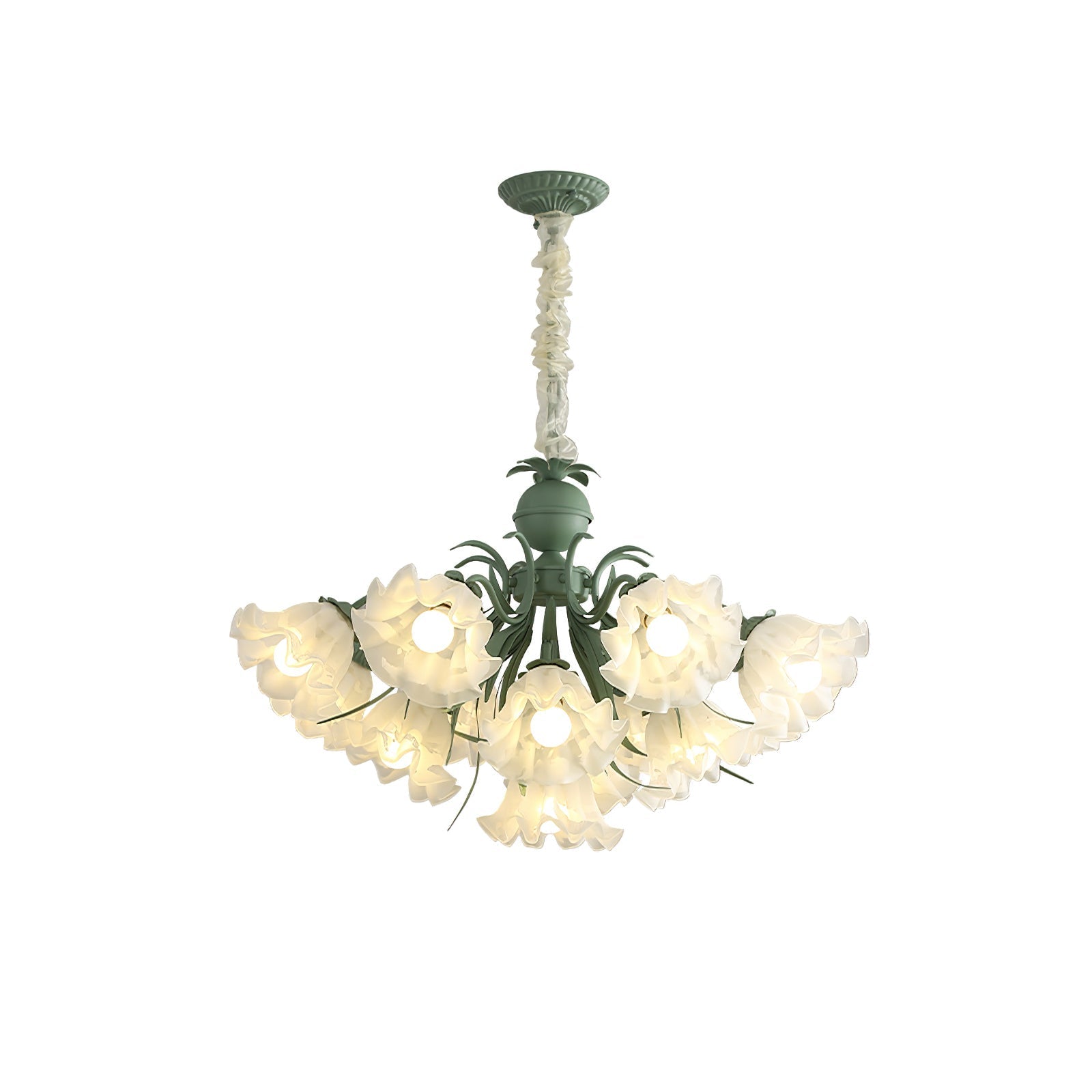 Evren Chandelier Flower with Petals and Leaves-Neutral Decor