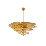 Lotus Chandelier Glass Contemporary Leaf Layered - Neutralighting