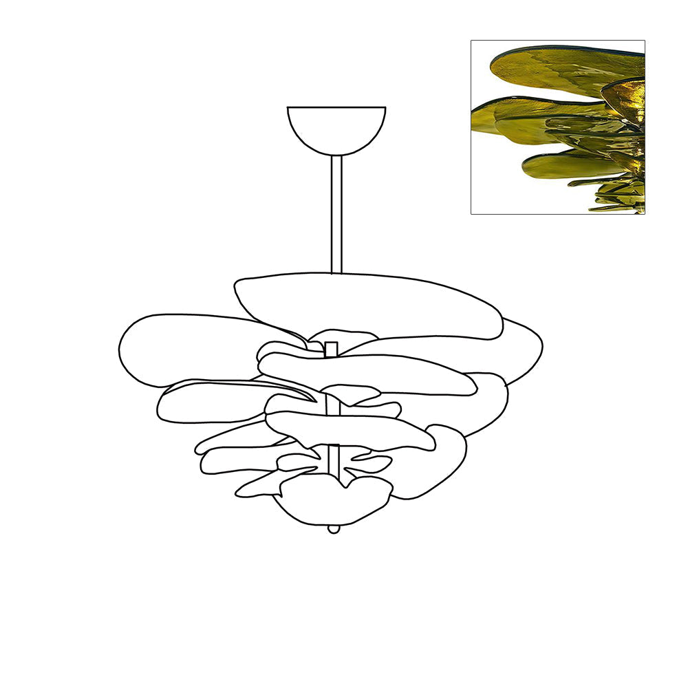 Crivs Chandelier Gold Murano Glass Petal Luxury-Neutral Decor