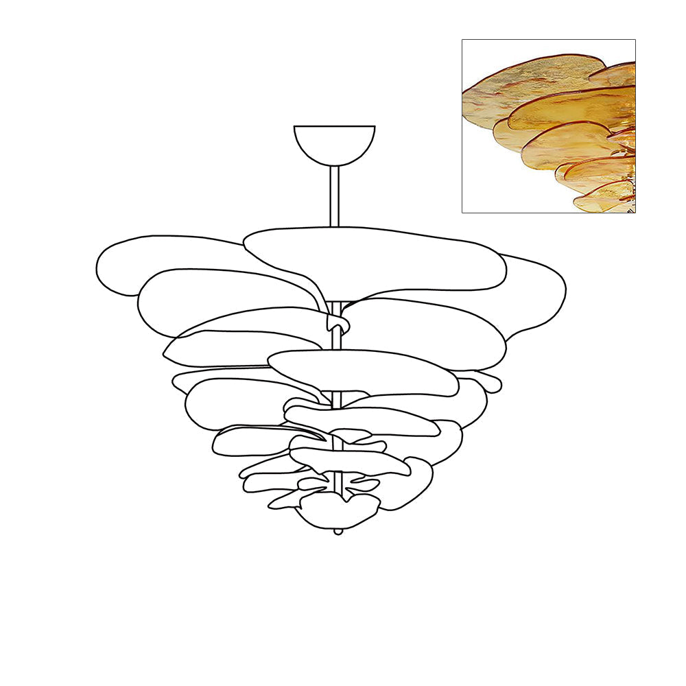 Crivs Chandelier Gold Murano Glass Petal Luxury-Neutral Decor