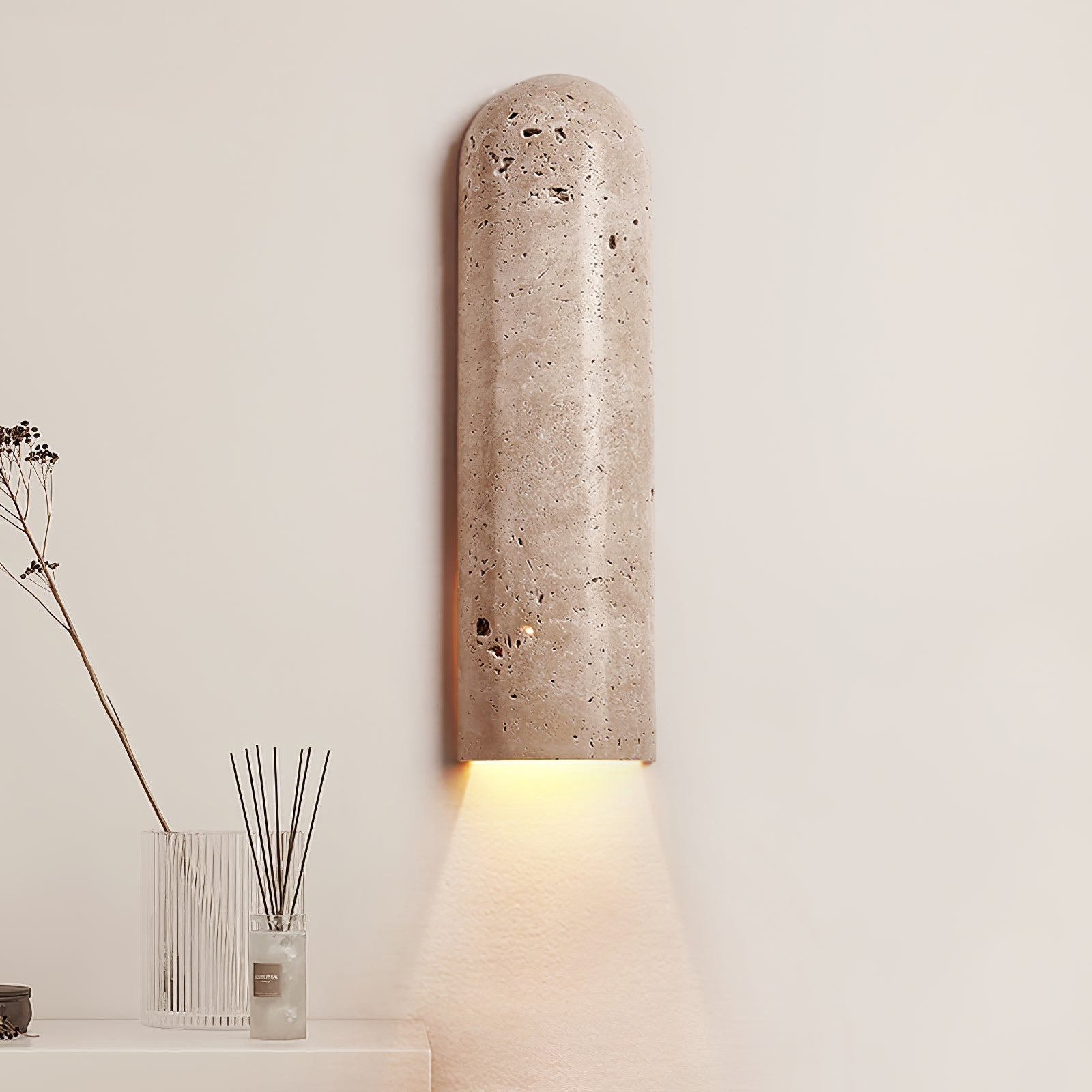 Olvenan Travertine Wall Light-Neutral Decor