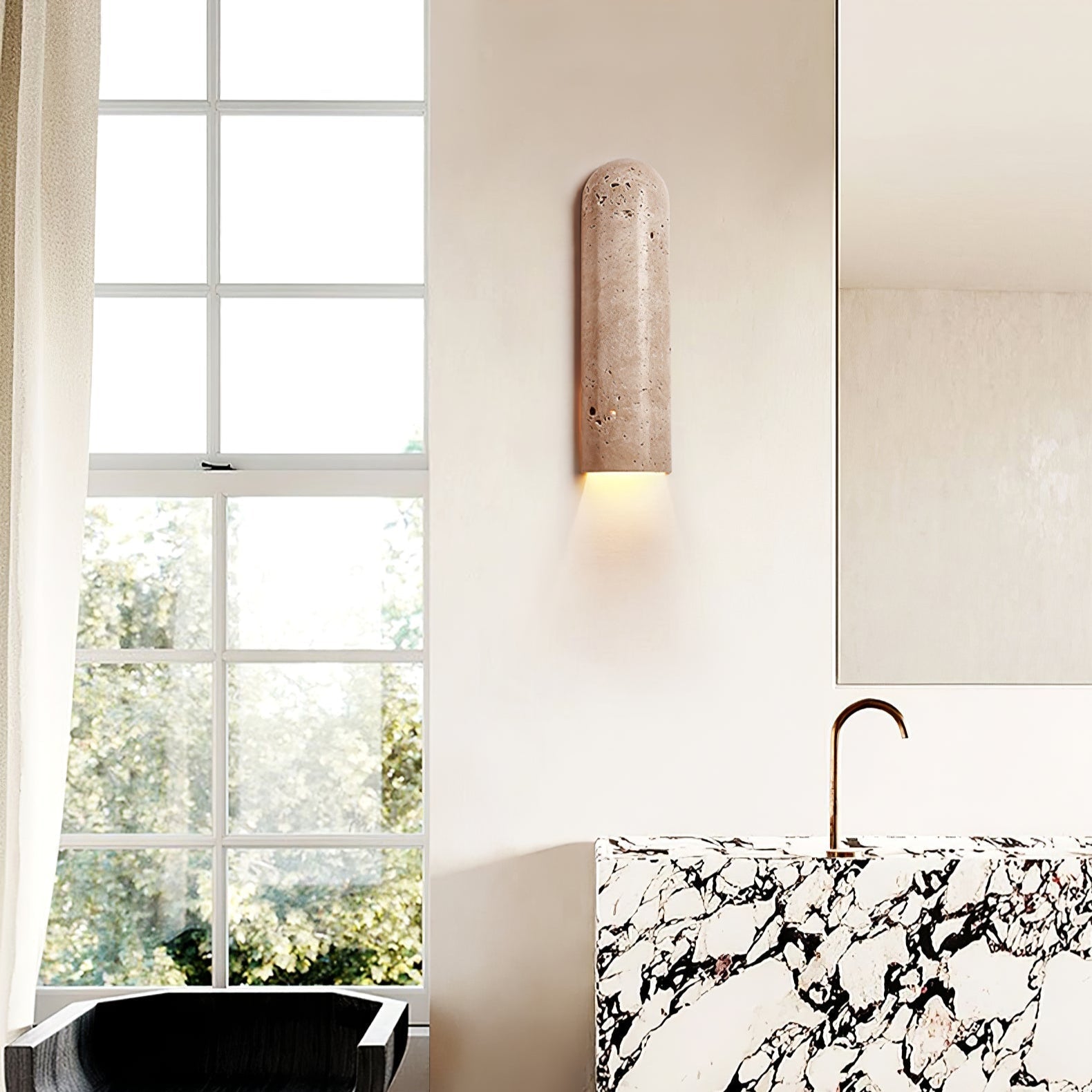 Olvenan Travertine Wall Light-Neutral Decor