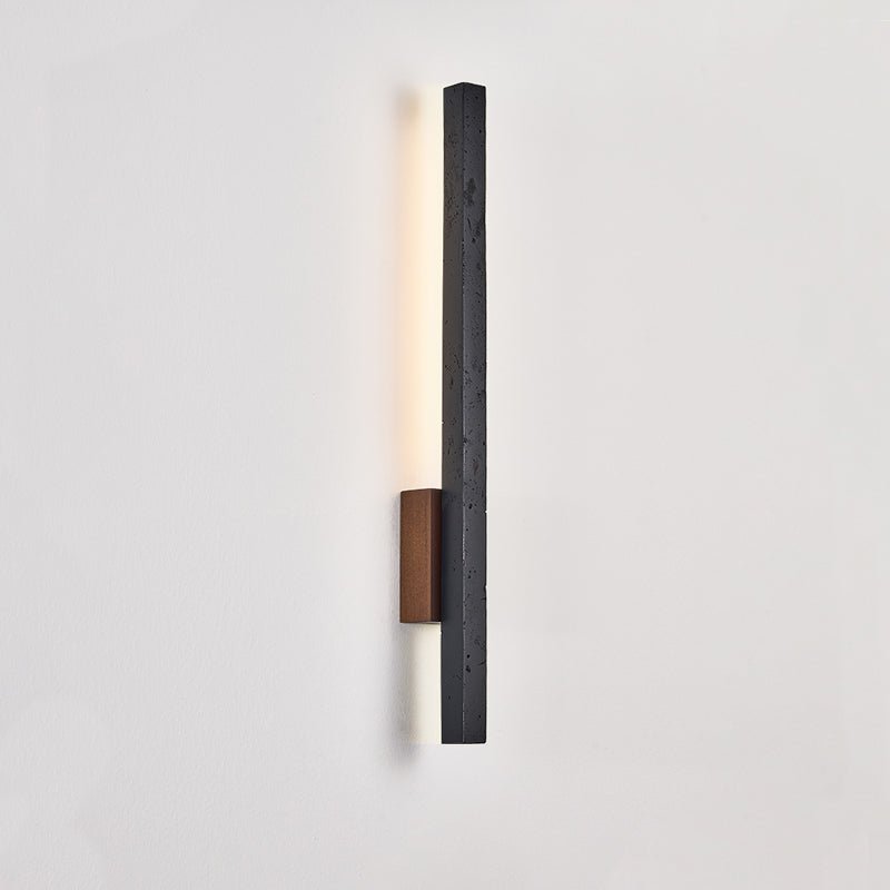 Juna Slim Black Travertine Wall Lamp-Neutral Decor