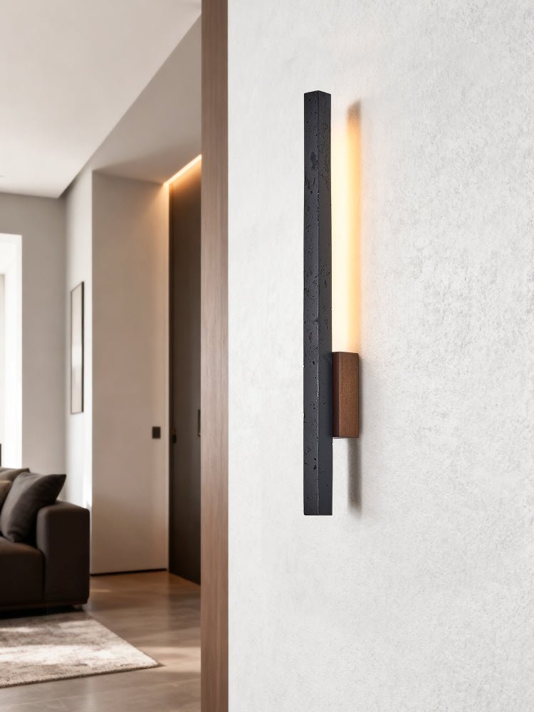 Juna Slim Black Travertine Wall Lamp-Neutral Decor