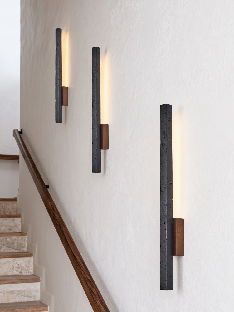 Juna Slim Black Travertine Wall Lamp-Neutral Decor