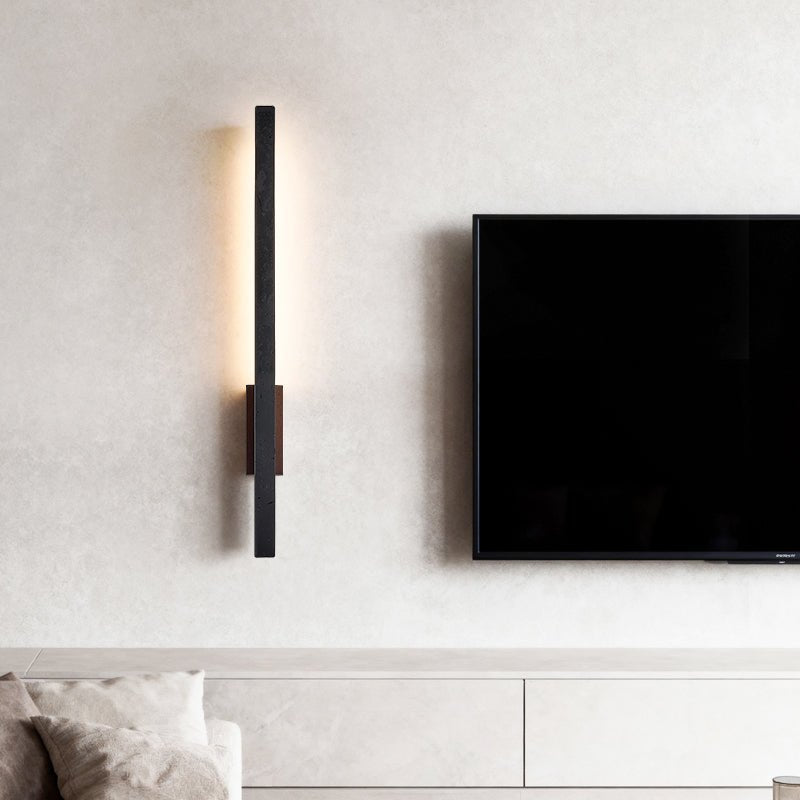 Juna Slim Black Travertine Wall Lamp-Neutral Decor