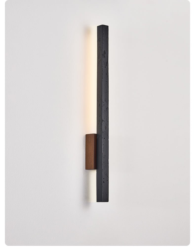 Juna Slim Black Travertine Wall Lamp-Neutral Decor