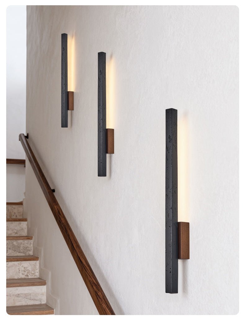 Juna Slim Black Travertine Wall Lamp-Neutral Decor