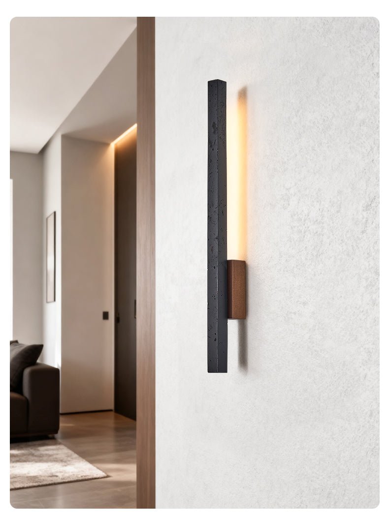Juna Slim Black Travertine Wall Lamp-Neutral Decor