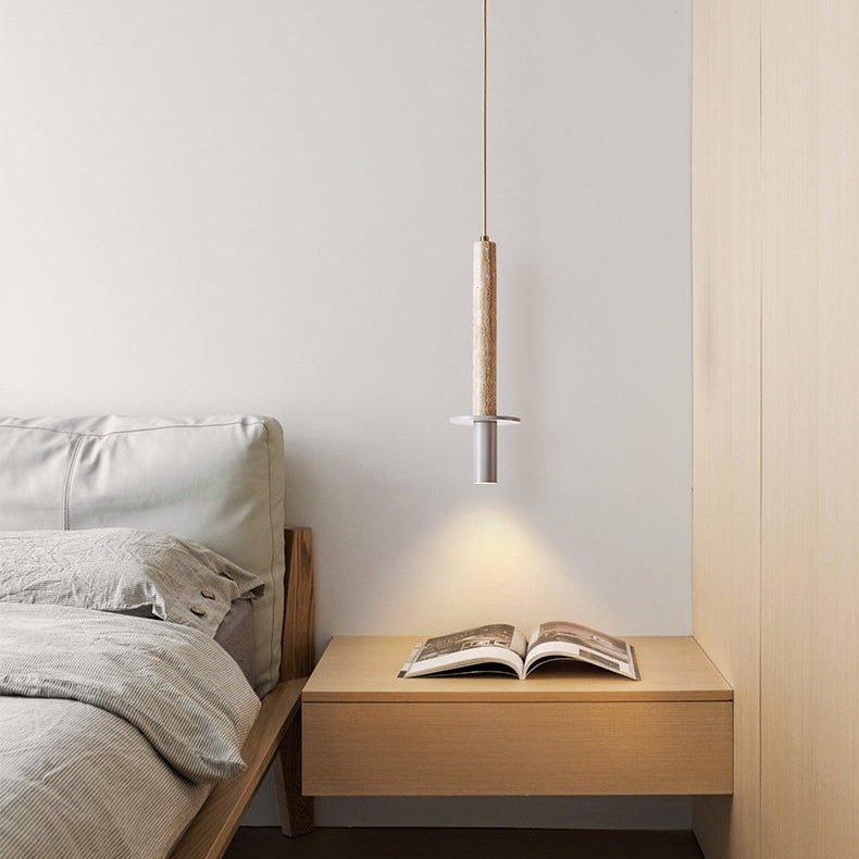 Wren Slim Yellow Travertine Pendant Lamp-Neutral Decor
