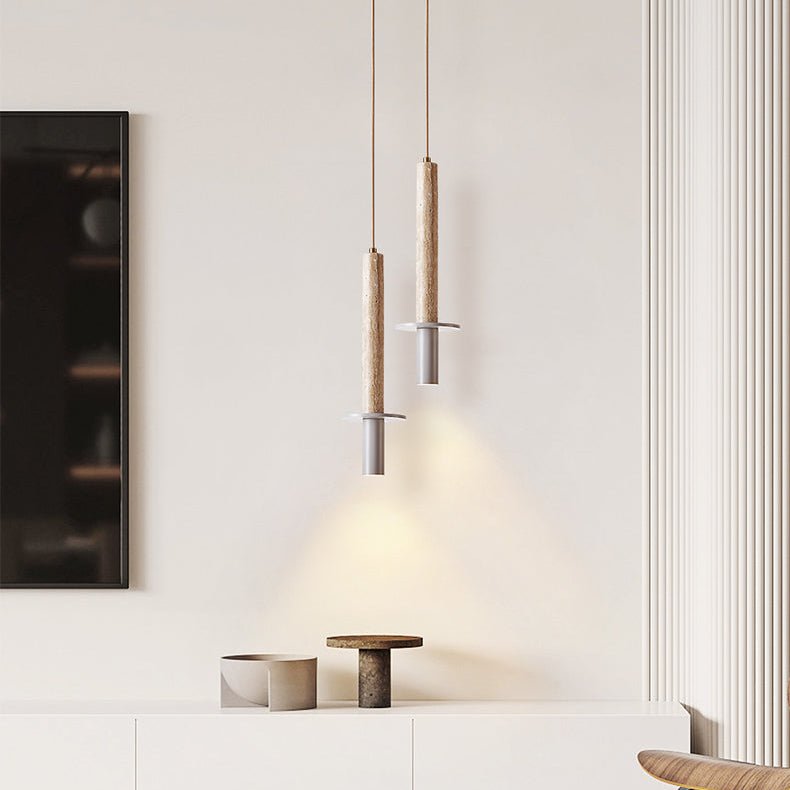 Wren Slim Yellow Travertine Pendant Lamp-Neutral Decor