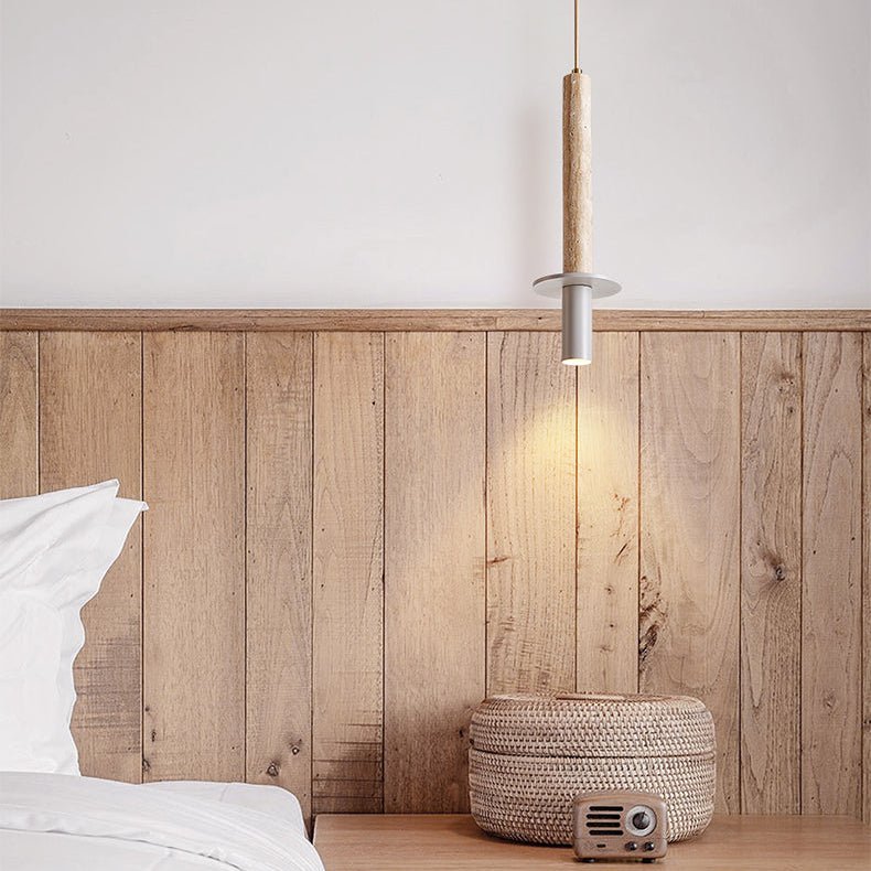 Wren Slim Yellow Travertine Pendant Lamp-Neutral Decor