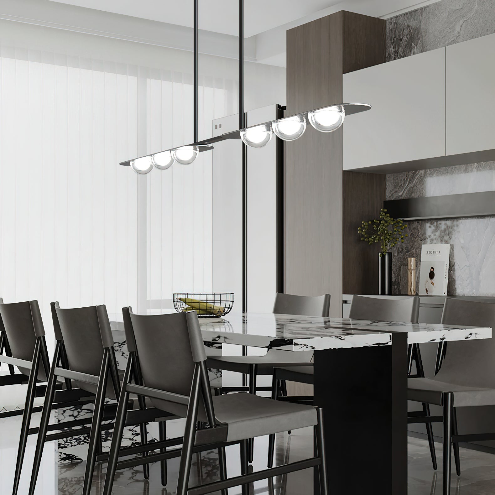 Aurora Pendant Lamp Linear Glass Minimalist-Neutral Decor