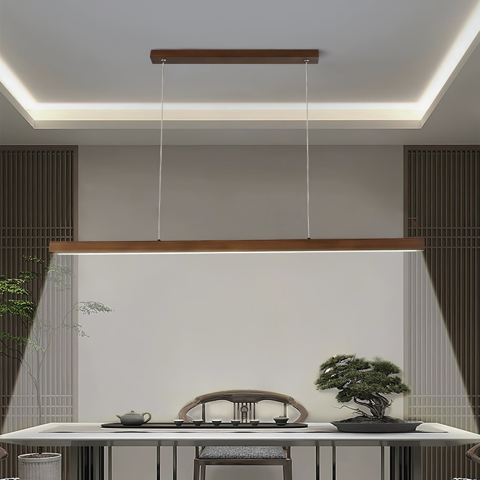 Elowen Linear Minimalist Wood Pendant Light-Neutral Decor