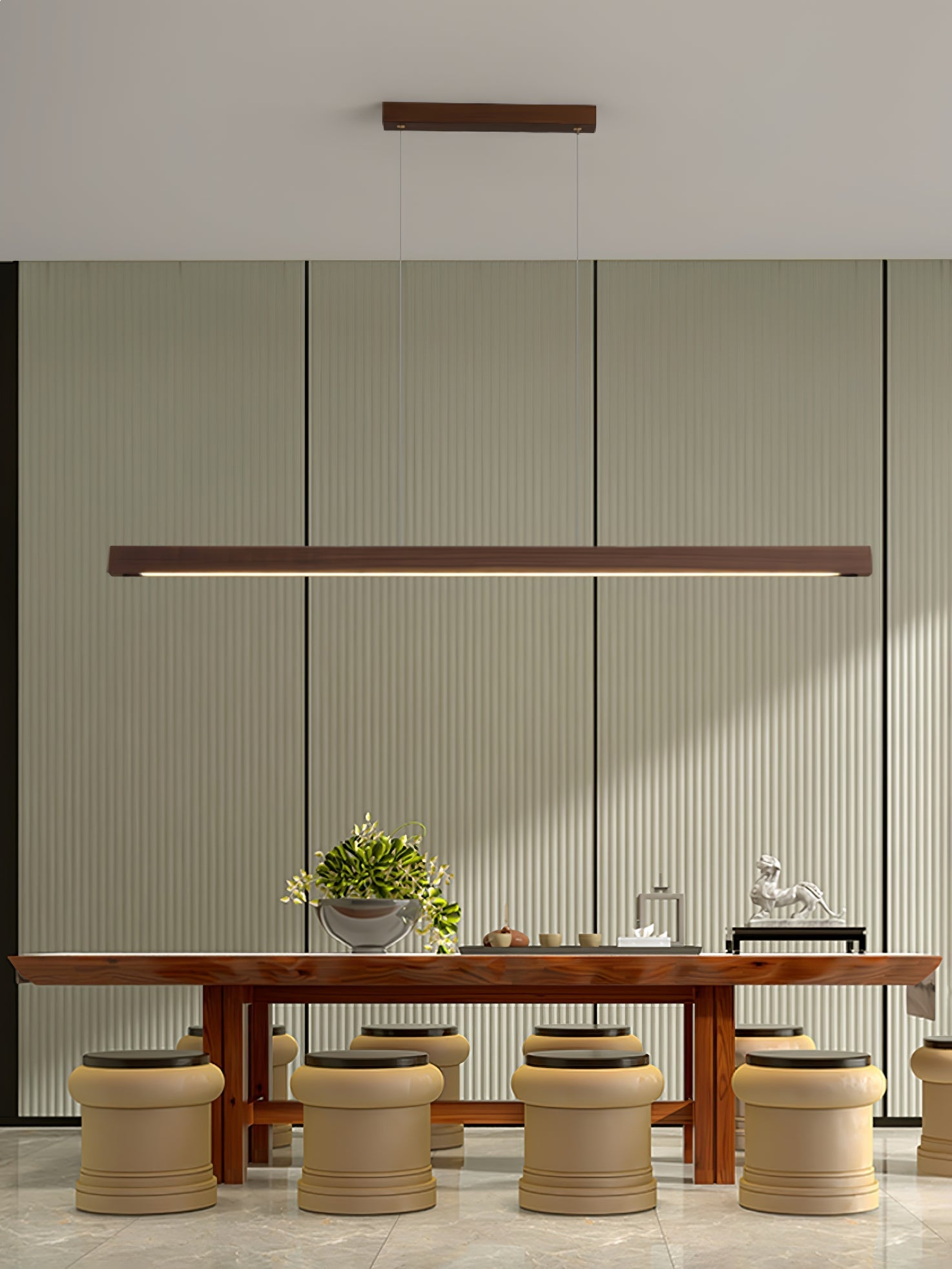 Elowen Linear Minimalist Wood Pendant Light-Neutral Decor