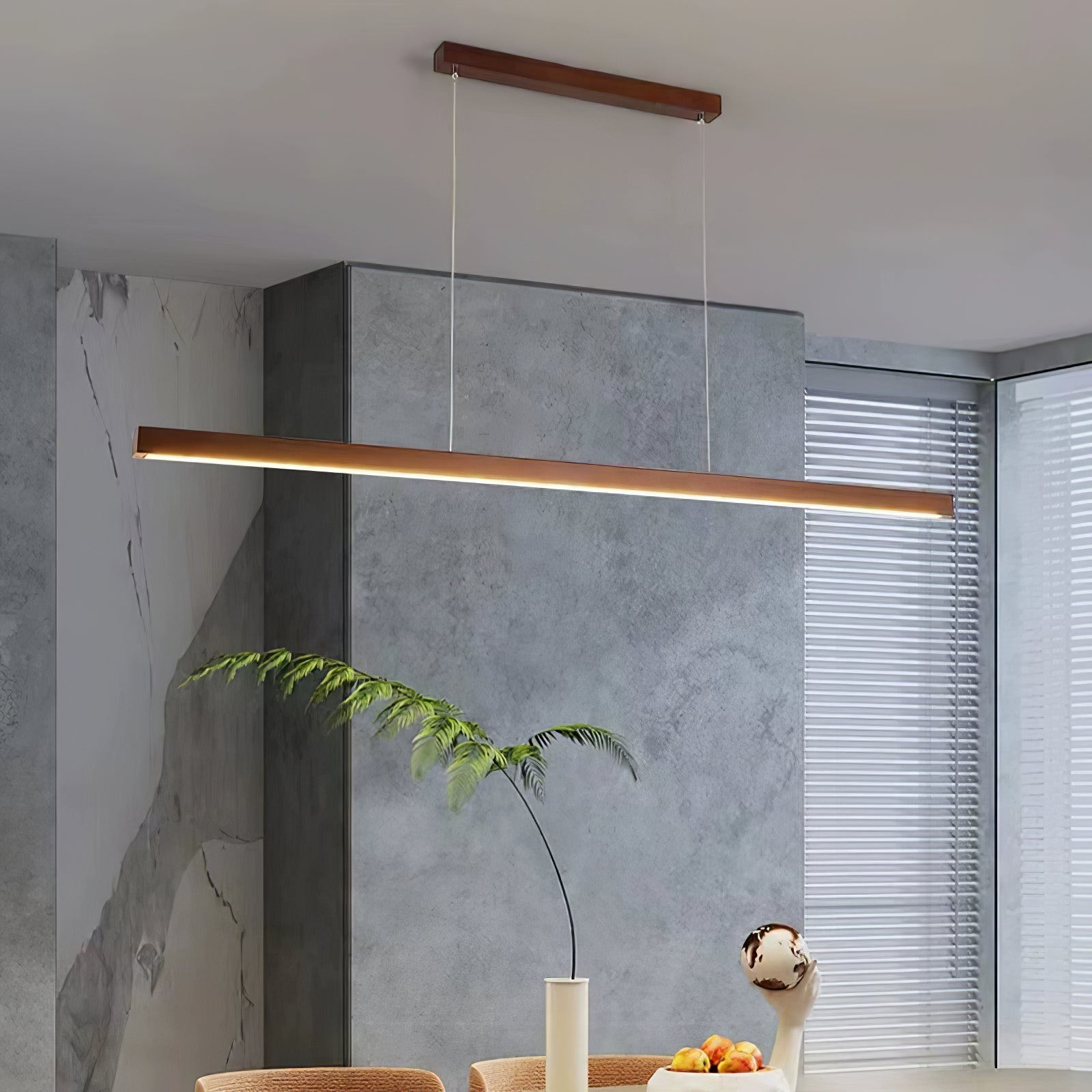 Elowen Linear Minimalist Wood Pendant Light-Neutral Decor
