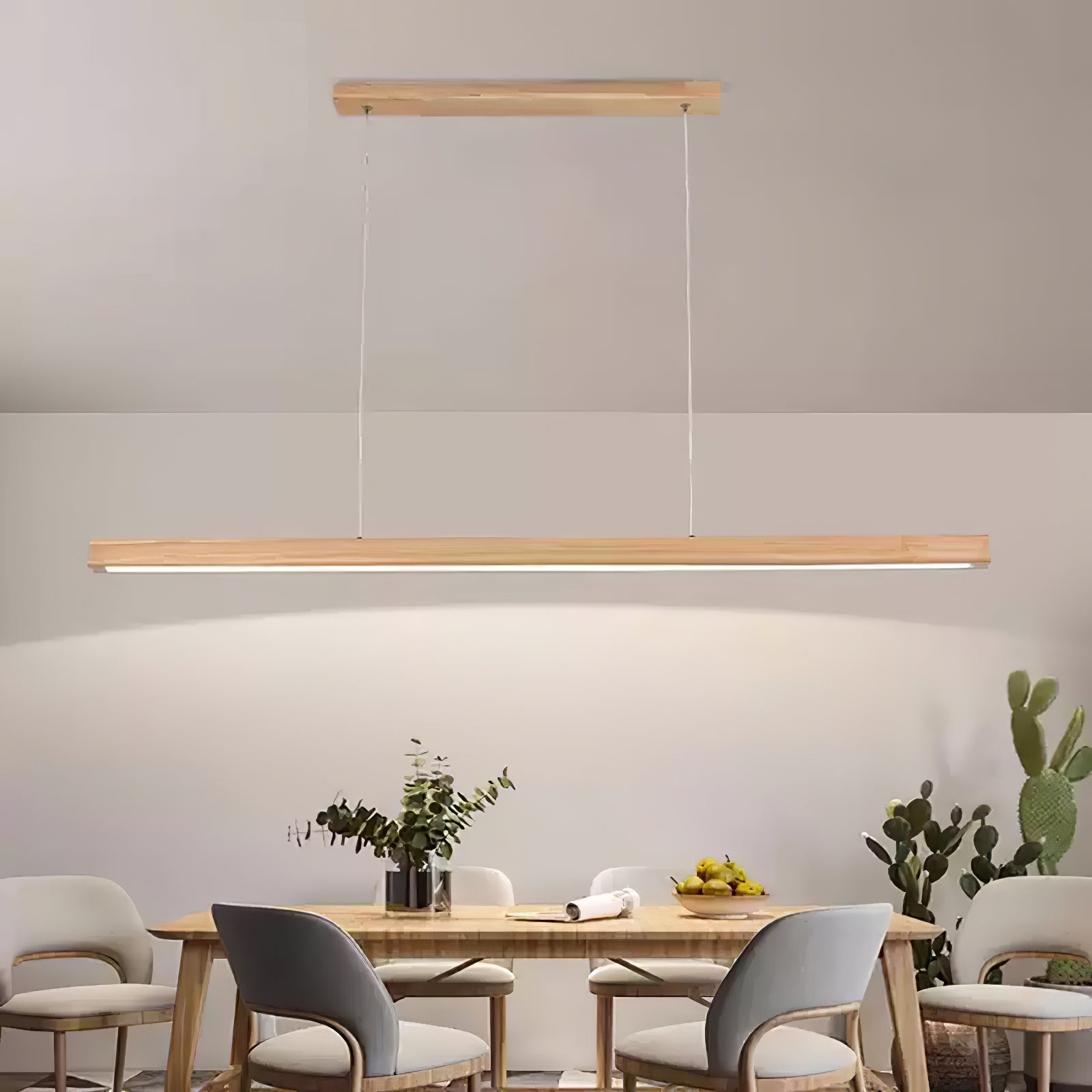 Elowen Linear Minimalist Wood Pendant Light-Neutral Decor